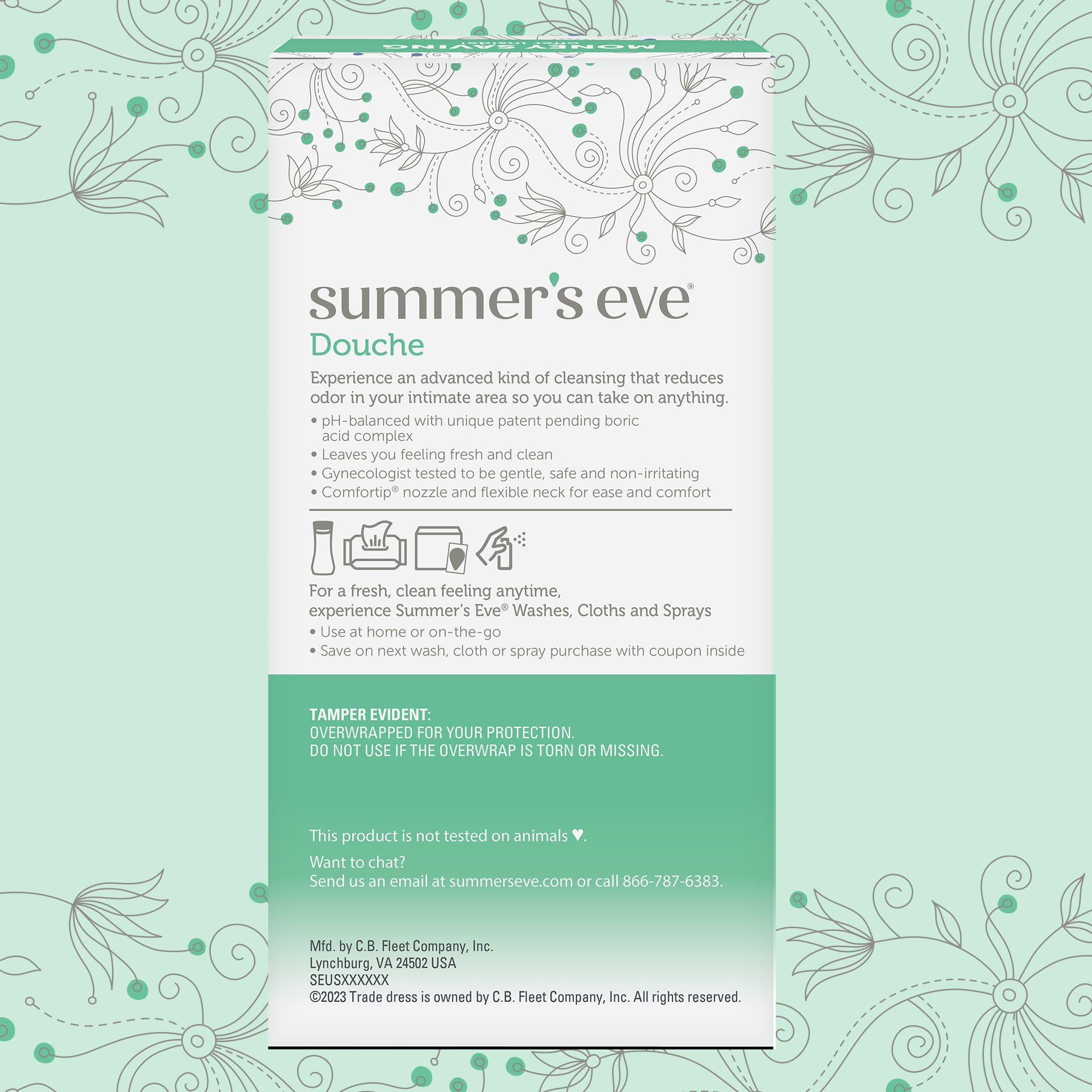 Summer's Eve Feminine Douche with Boric Acid Complex - Complete Odor Control & Freshness, 2 Pack (4.5 oz Each) | Gentle Cleansing for Daily Feminine Hygiene & Intimate Care