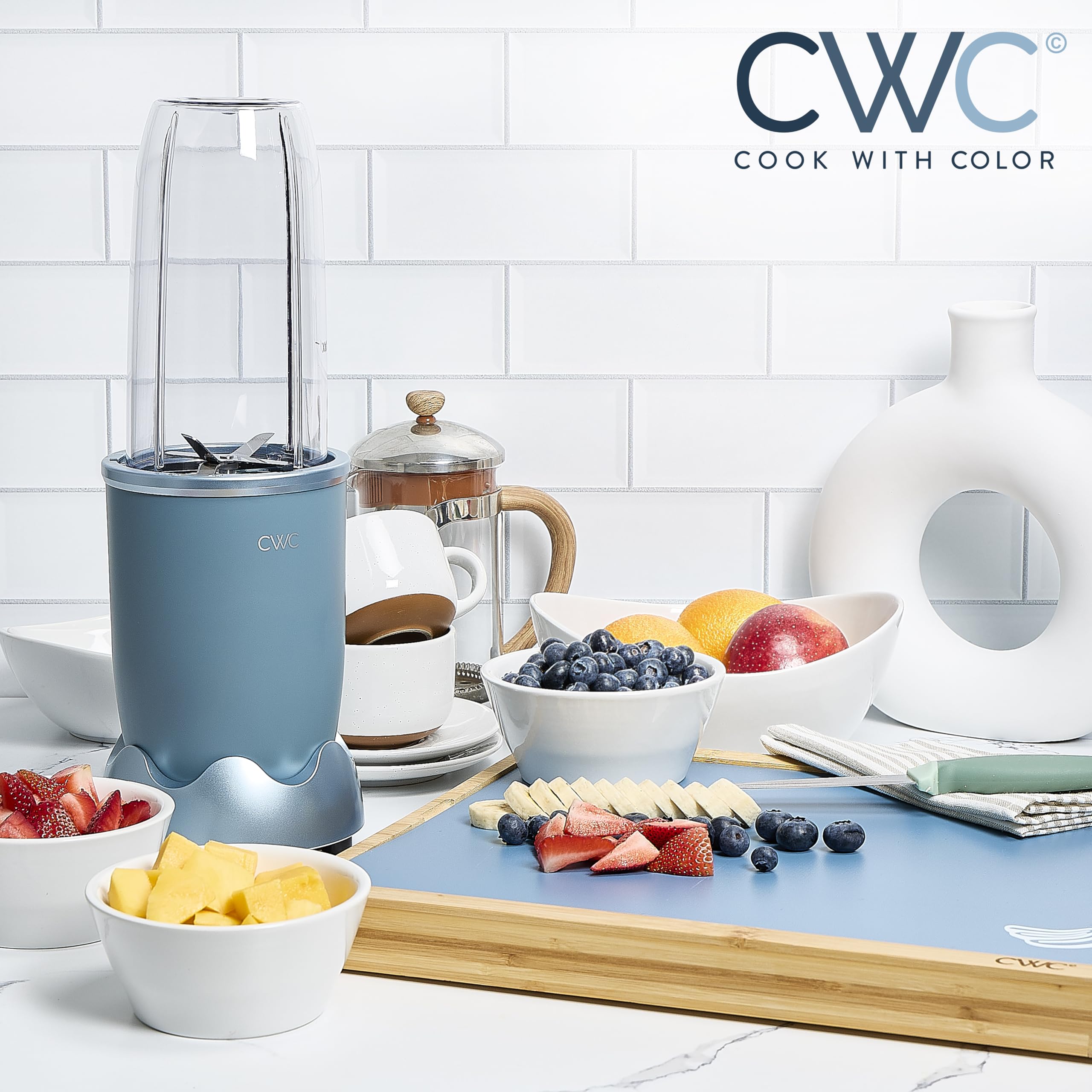 600W Personal Power Blender - 24oz BPA-Free Jar with Ice-Crushing Blades | Perfect for Smoothies, Shakes & Meal Prep | Anti-Slip Base & Easy Clean Design in Slate Blue | Ideal for Home Kitchen, Office & Healthy Lifestyle