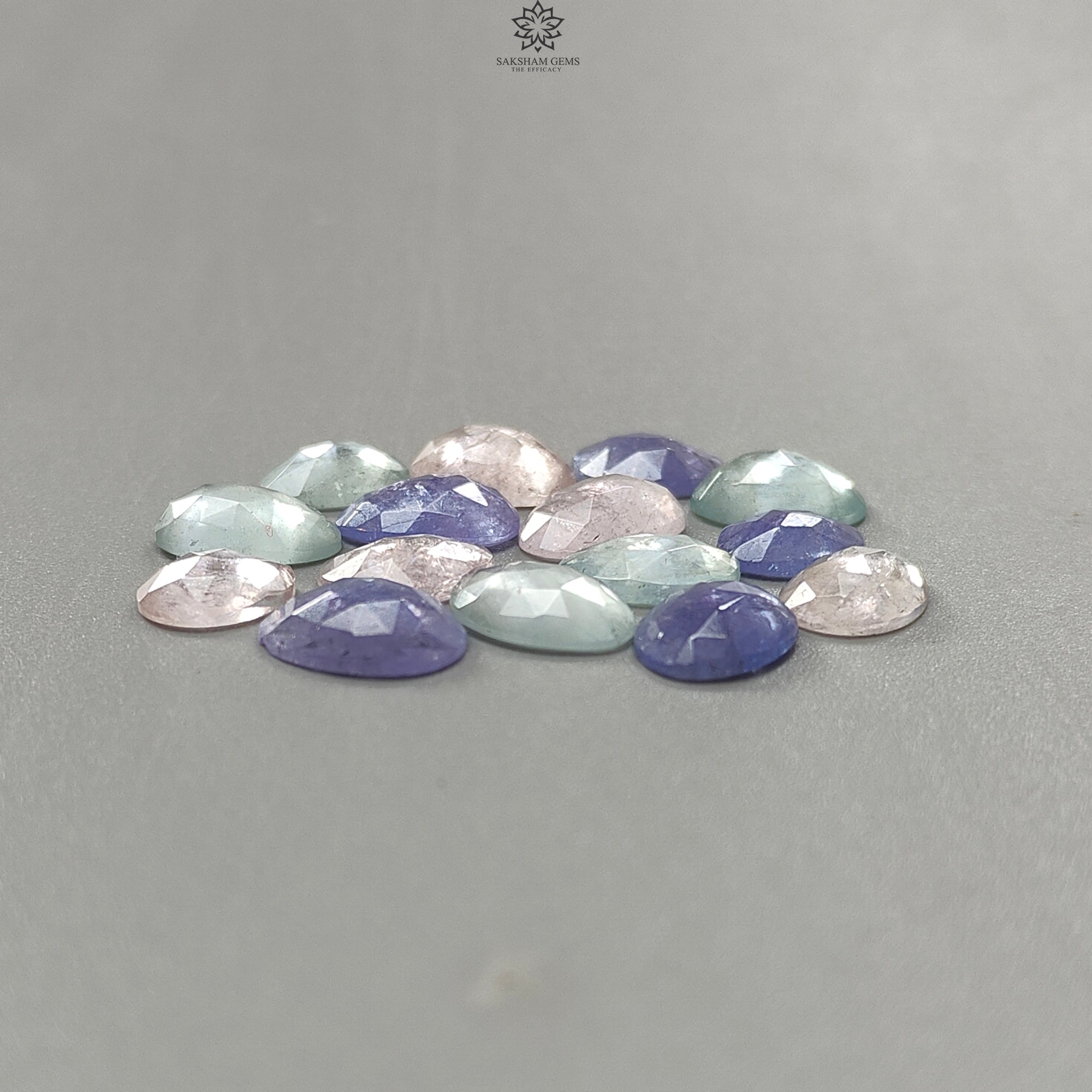 Natural Untreated Rose Cut Gemstone Slices - Garnet, Chrome Diopside, Moonstone, Tanzanite, Morganite & Aquamarine | Fancy Shape Faceted Lots for Jewelry Making, Wire Wrapping & Crystal Healing