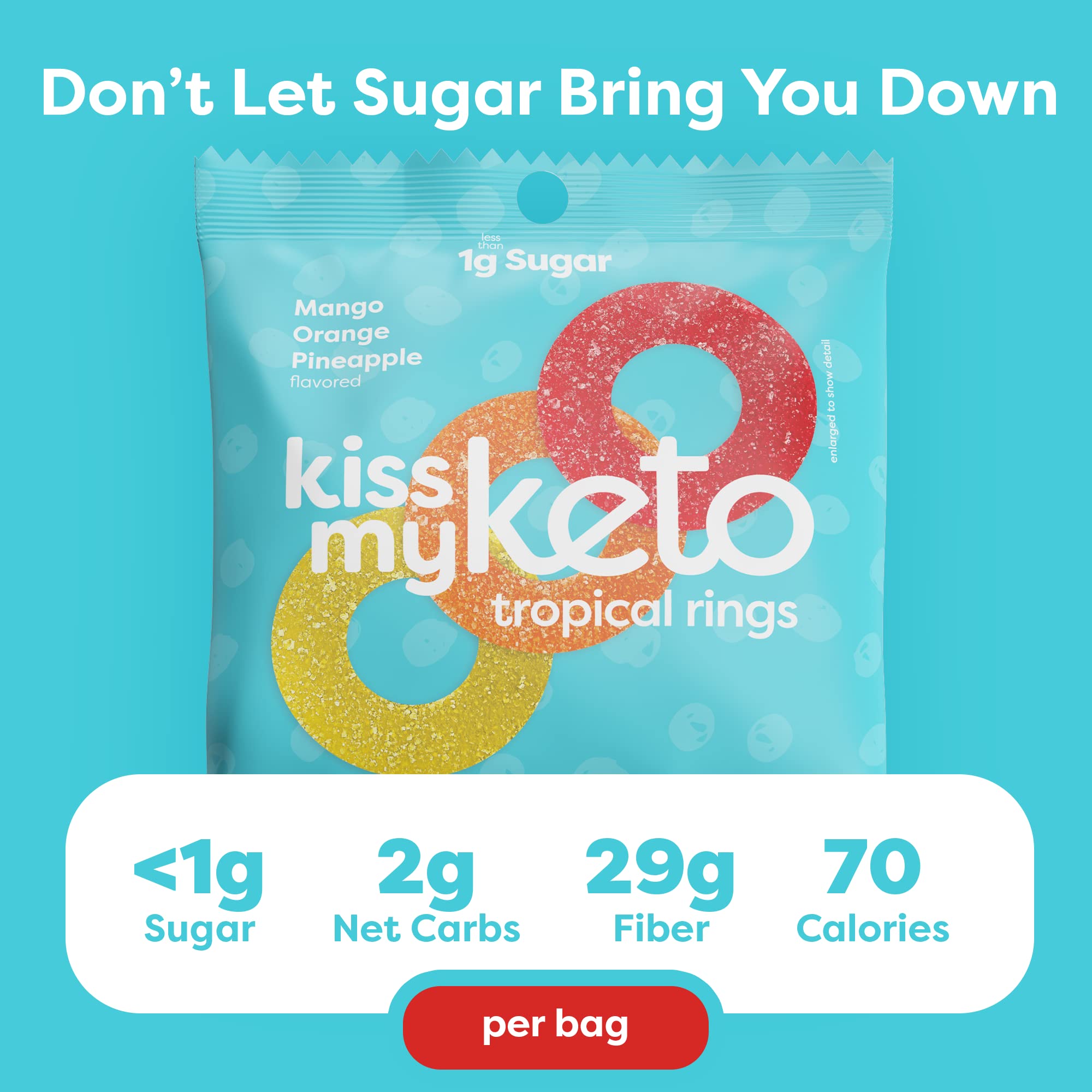 Keto Gummy Rings - Low Carb Vegan Snack for Weight Loss & Energy Boost (24-Pack)