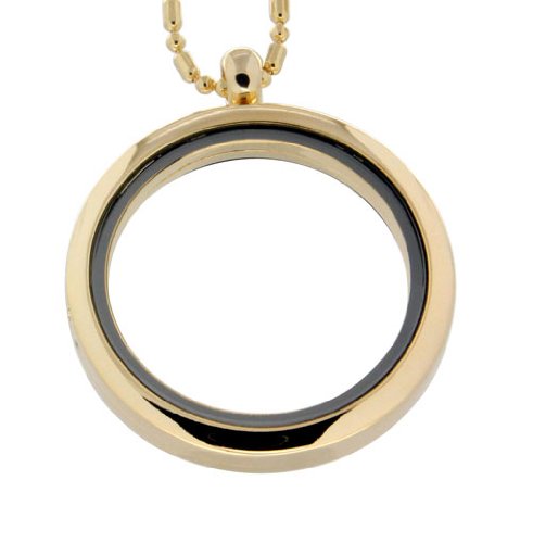 Elegant Gold-Tone Floating Charm Locket Necklace with Bamboo Chain - Perfect for Everyday Wear, Gifts & Special Occasions