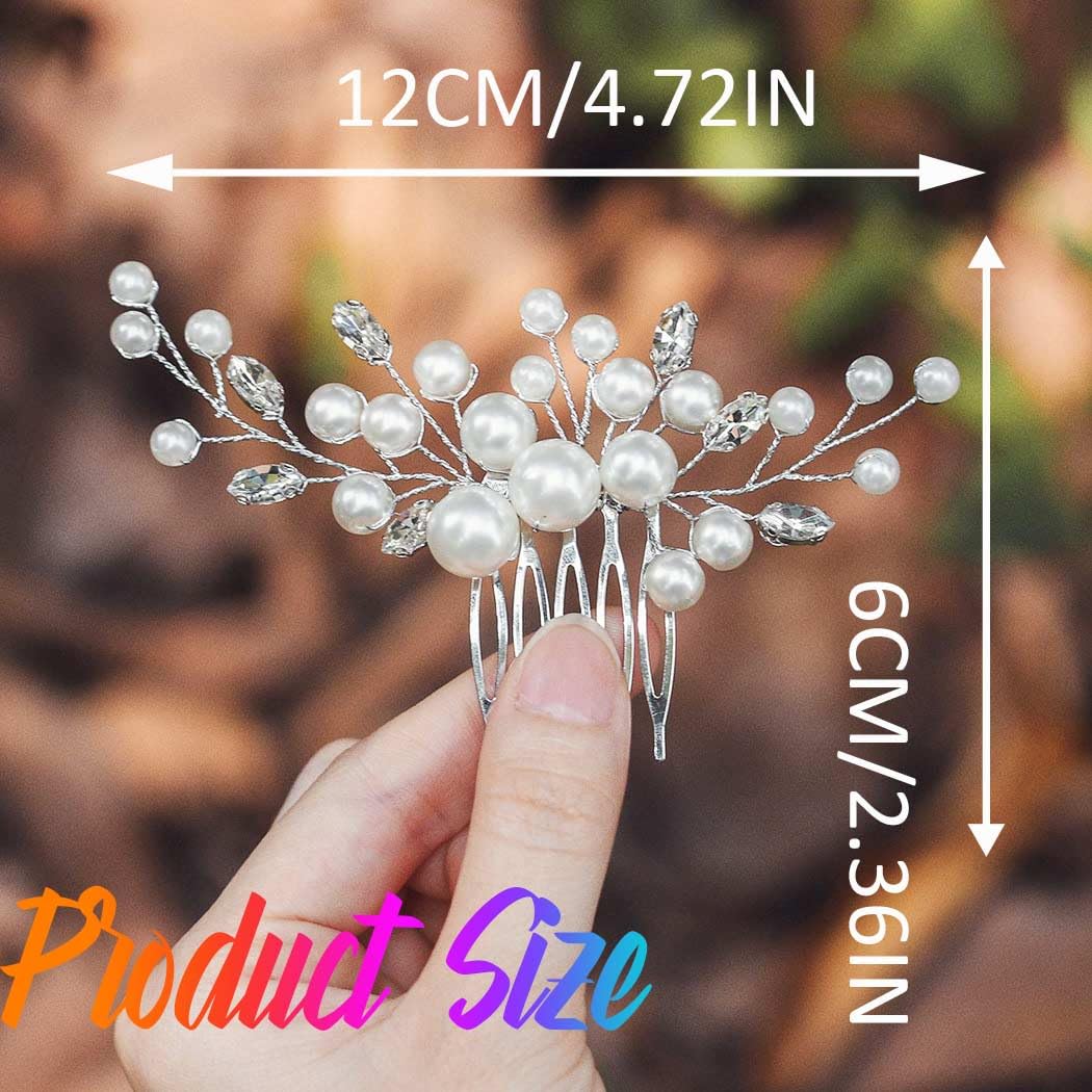 Elegant Pearl & Rhinestone Bridal Hair Comb - Silver Crystal Wedding Hair Clip for Women & Girls | Perfect for Brides, Prom, Pageants & Special Occasions