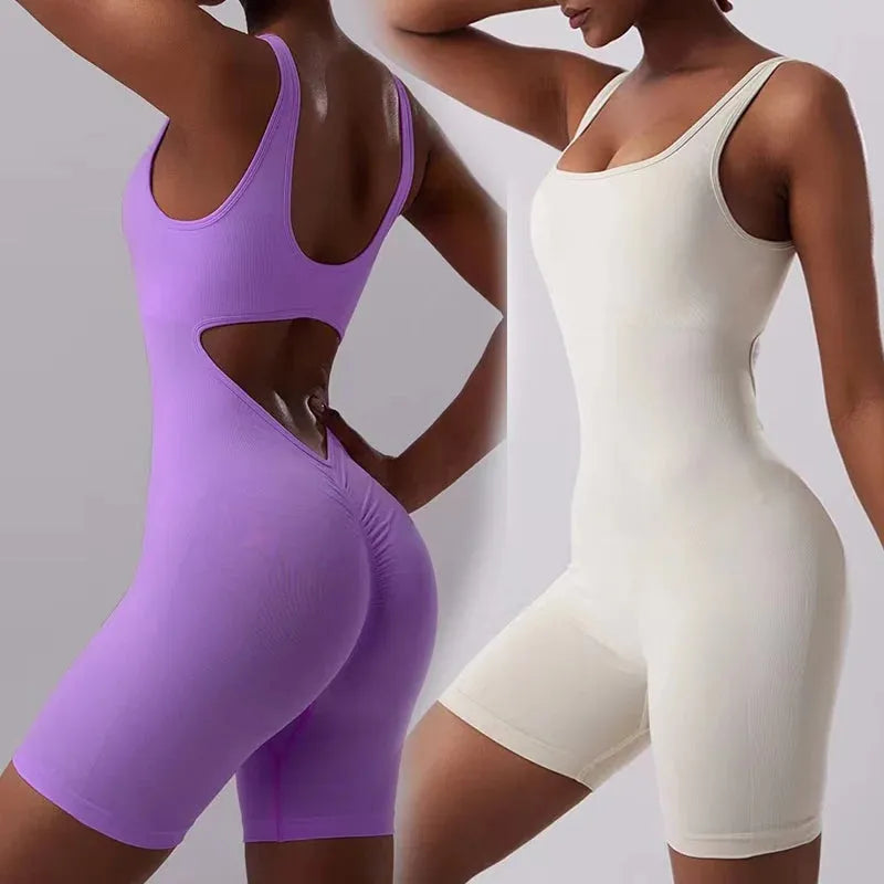 Quick Dry Backless Jumpsuit for Women - Seamless One Piece Fitness Outfit for Yoga, Running & Workouts | Hip Lifting Sports Jumpsuit | Perfect for Gym, Dance & Activewear