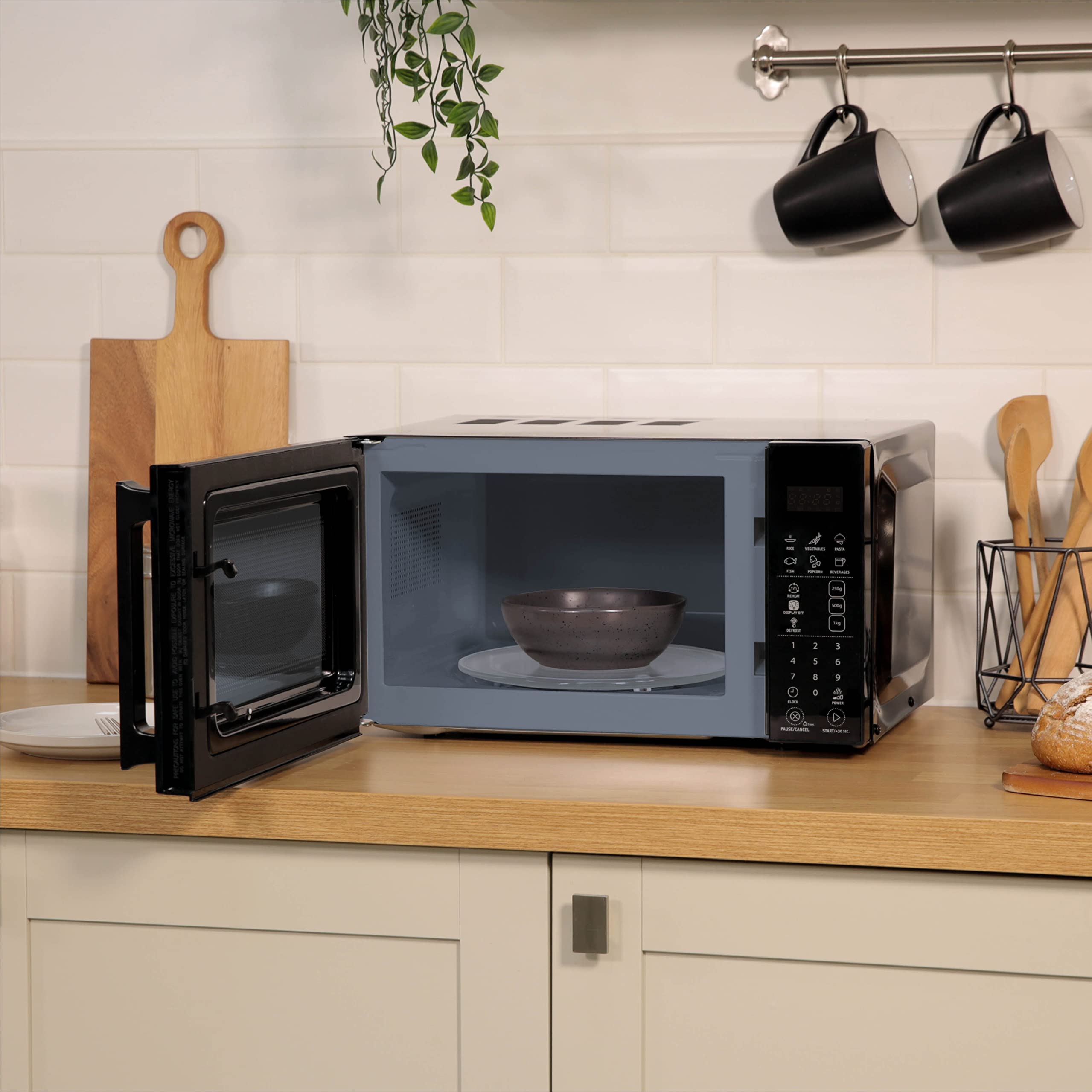 Russell Hobbs RHMT2004B 20L 800W Black Touch Control Digital Microwave Oven - 10 Power Levels, 6 Auto Cook Menus, Defrost Function, Clock & Timer - Perfect for Small Kitchens, Dorms & Offices