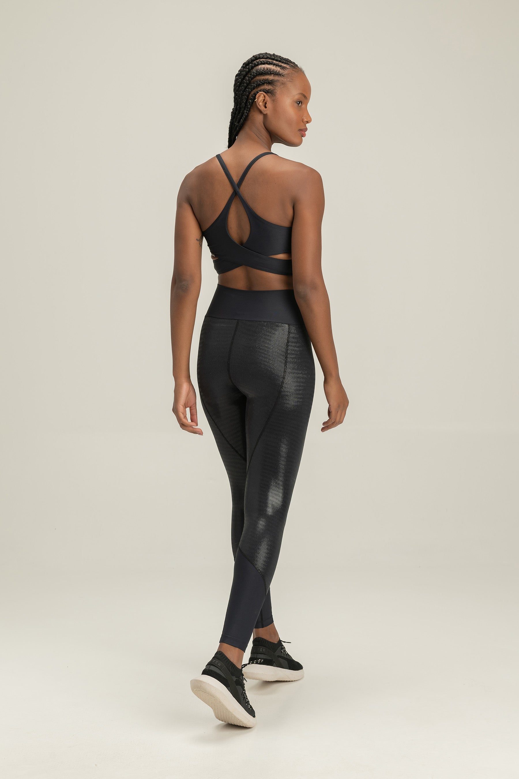 High Waist Rib Shine Leggings for Women - Tummy Control Yoga Pants with Butt Lifting - Shiny Workout Leggings for Gym, Running & Lounge Wear