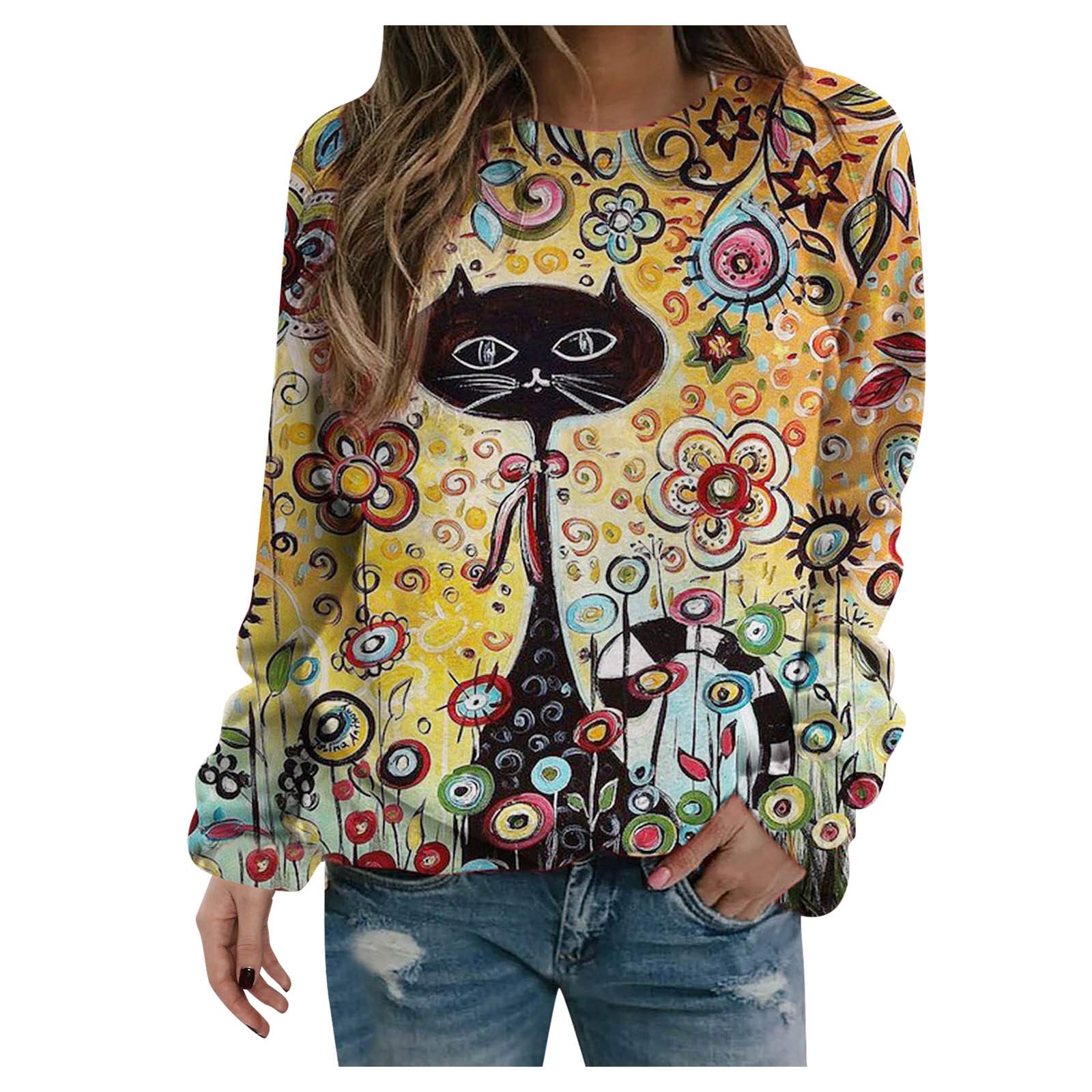 Women's Plus Size Animal Print Long Sleeve Workout Pullover Sweatshirt - Gym, Yoga & Casual Wear Tops for Women