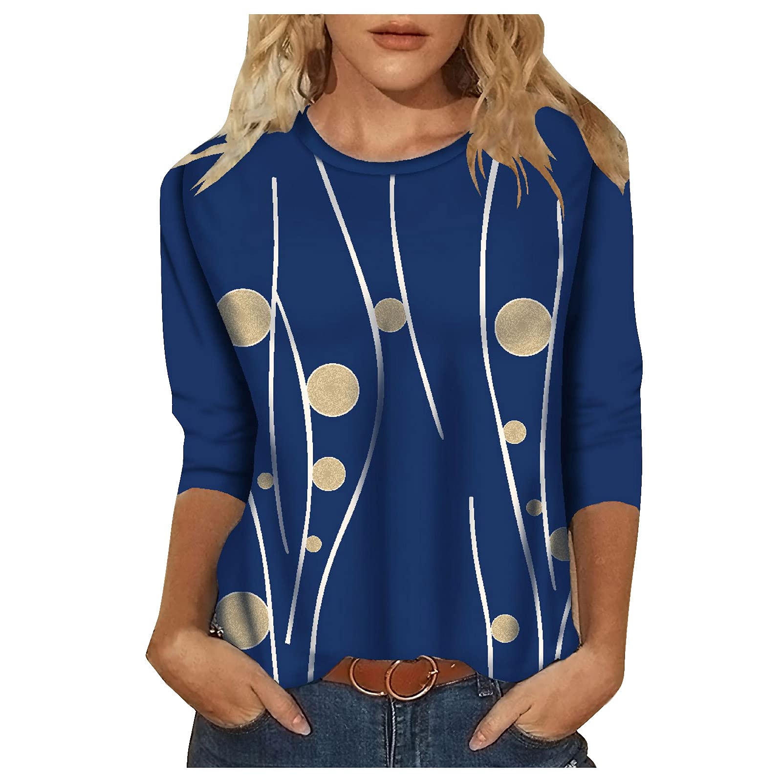 Women's Casual Long Sleeve Crewneck Pullover Sweatshirt with Pocket - Loose Fit Solid Color Top for Everyday Wear | Perfect for Work, Weekend Outings & Layering