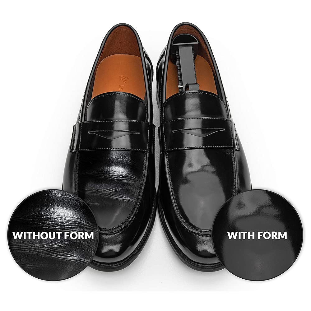 Adjustable Plastic Shoe Tree Stretchers for Men - Sneaker Shoe Trees with Length Adjustment (10-Pack, Black) | Travel Shoe Organizers & Sneaker Care for Daily Use, Storage & Shoe Maintenance