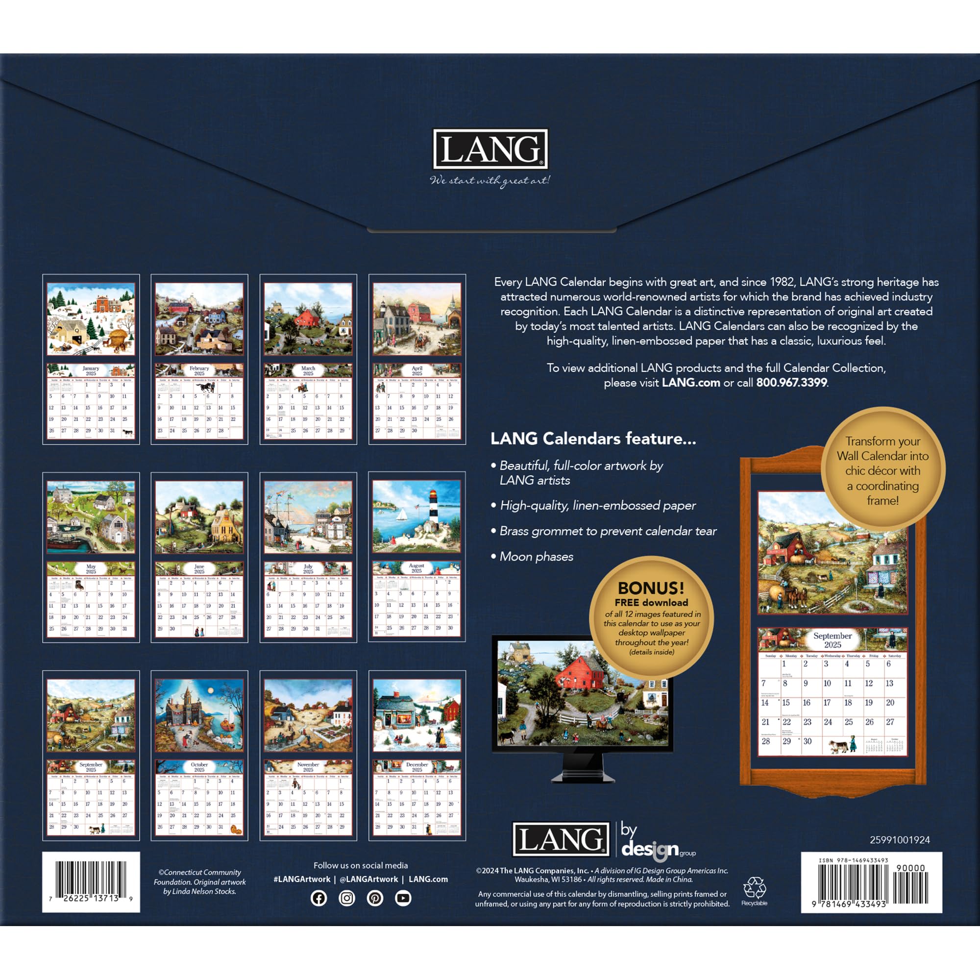 Lang & Linda Nelson 2025 Wall Calendar - Premium Stock Market & Finance Planner - Perfect for Investors, Traders & Financial Enthusiasts - Home & Office Decor