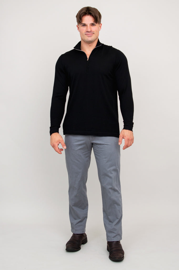 Andrew Men's Black 100% Merino Wool Sweater - Warm & Soft Winter Pullover for Casual Wear & Outdoor Activities