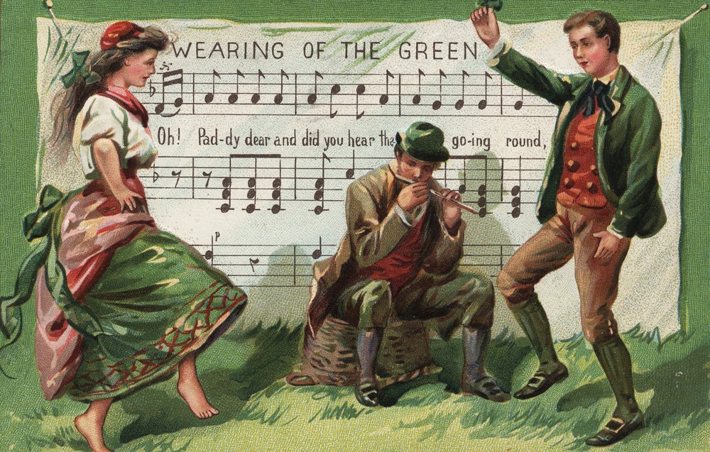 St. Patrick's Day Greeting - Wearing of the Green Sheet Music 10496 | 24x36 Signed Master Art Print | Wall Decor Poster for Irish Pub, Home & Office Celebration