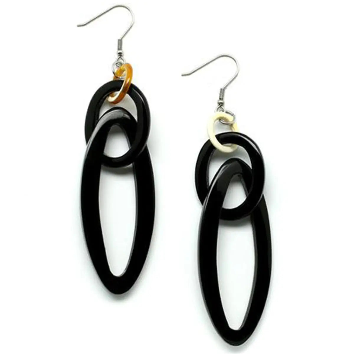 Stylish Black Horn Earrings - Ellipse Design for Women | Perfect for Parties, Weddings & Everyday Wear
