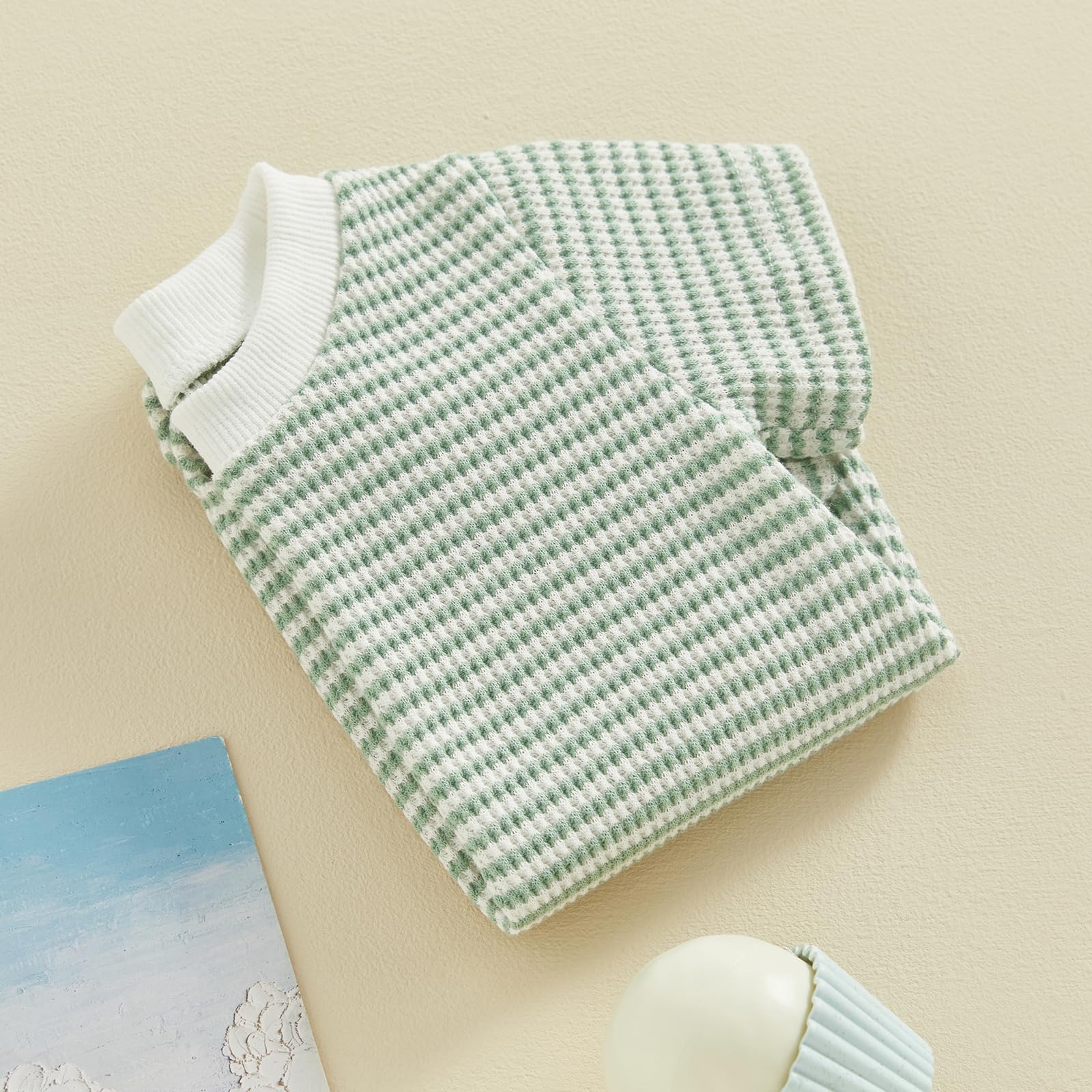 Baby Waffle Romper Short Sleeve Bodysuit - Striped & Solid Crewneck Bubble Outfit for Newborn Boys & Girls | Perfect for Summer Playdates & Photo Shoots