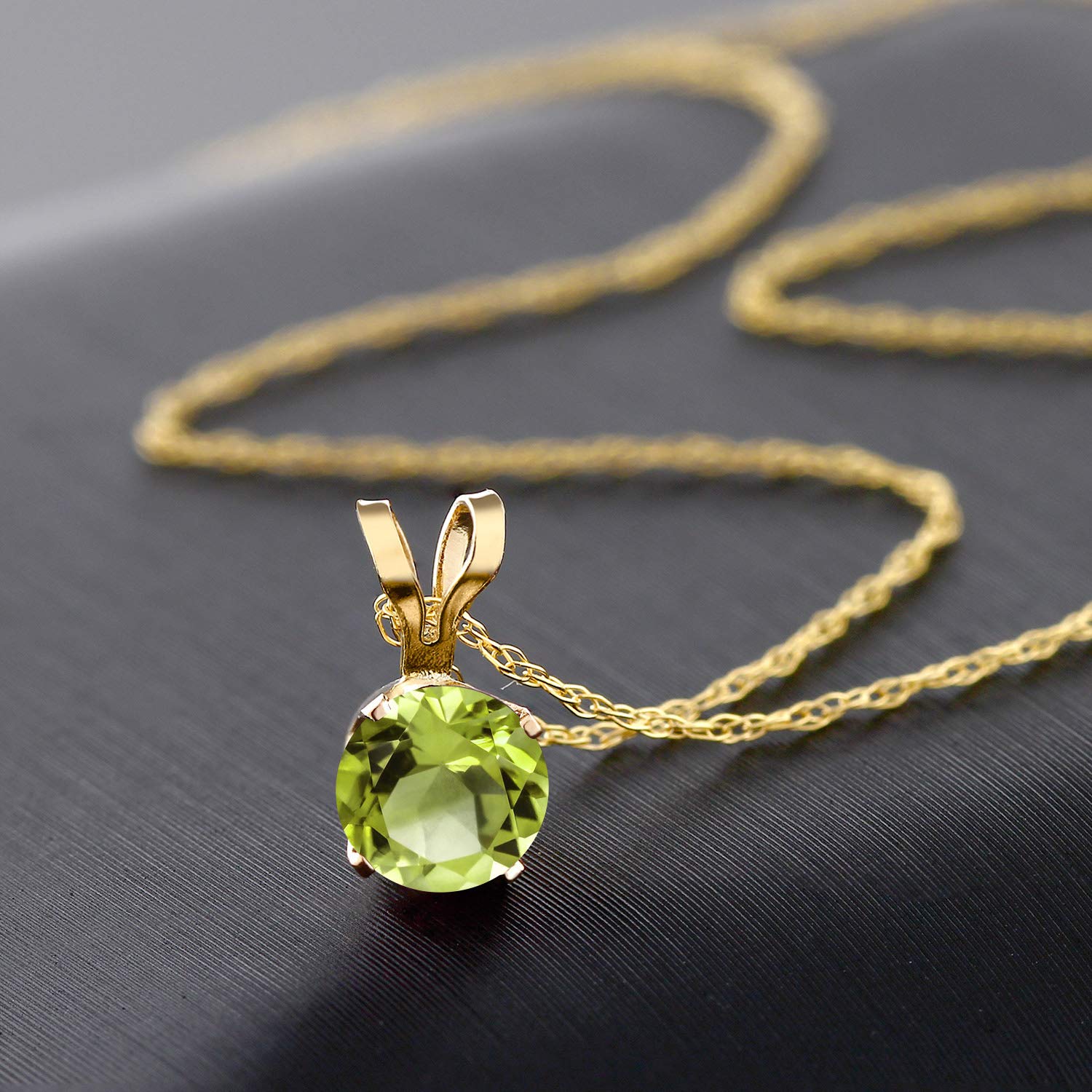 14K Yellow Gold Birthstone Pendant Necklace for Women - Round 4.5MM Gemstone Solitaire on 18 Inch Chain | Personalized Jewelry Gift for Mom, Wife, Daughter | Perfect for Birthdays, Anniversaries & Special Occasions