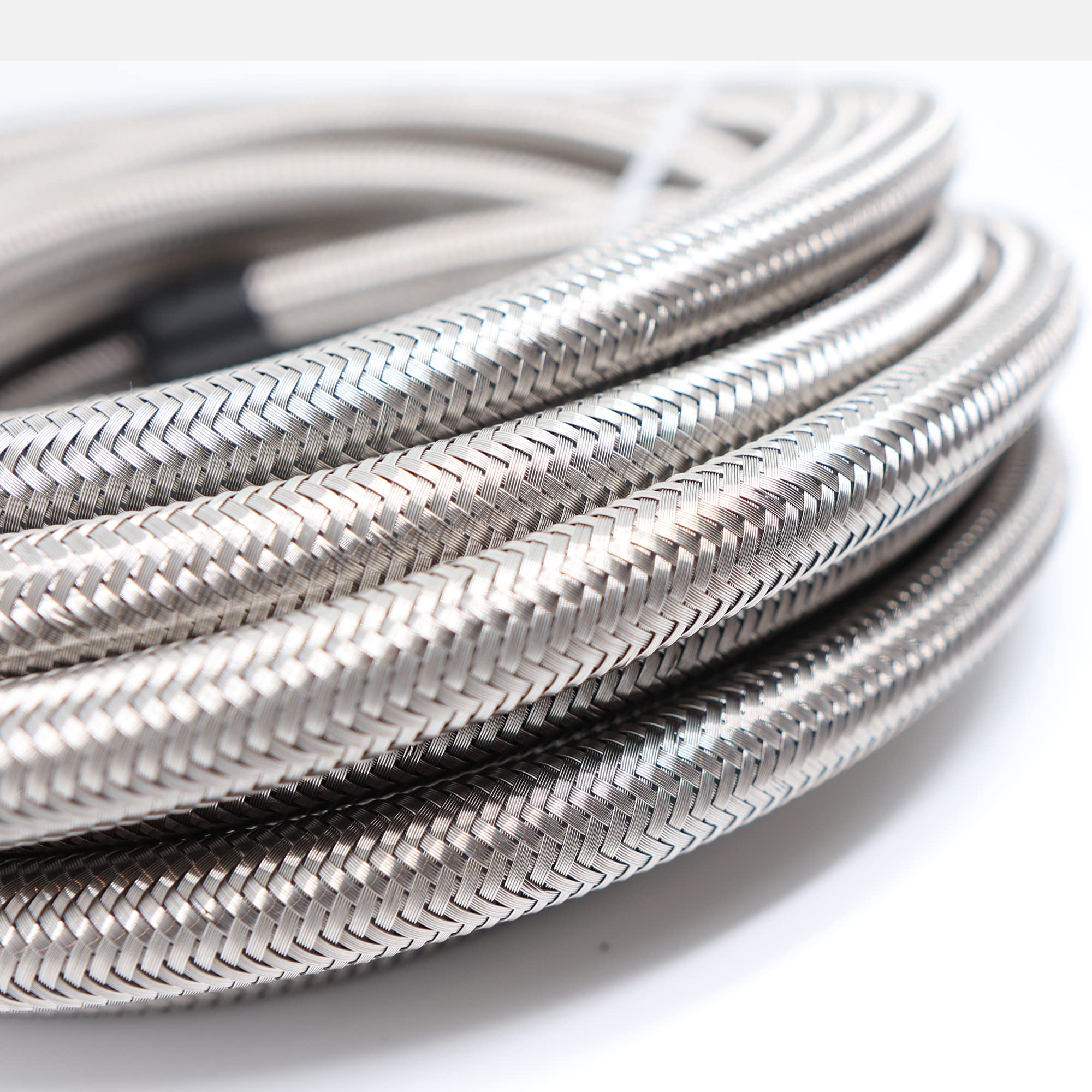 8 AN-8 AN8 Stainless Steel Braided Fuel Line Hose - 33FT E85 Compatible with Swivel Black Fitting Kit (SSAN8BK_KIT_33) - Perfect for Automotive Fuel Systems, Racing, and Performance Upgrades