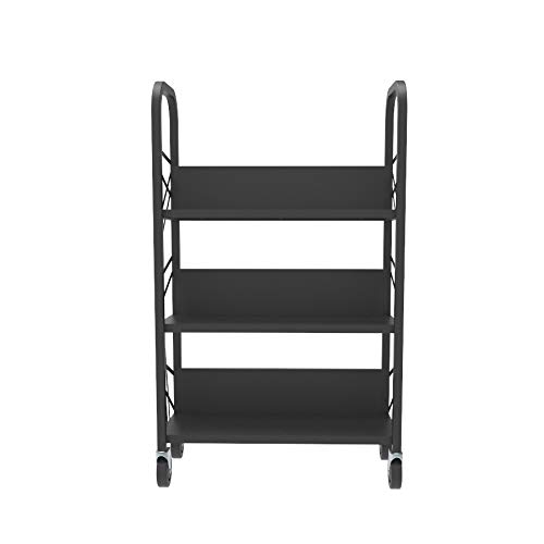 FixtureDisplays® Heavy Duty Metal Book Cart - Mobile Library Cart with Wheels, School Book Organizer & Storage Solution - Perfect for Classrooms, Libraries, and Office Use