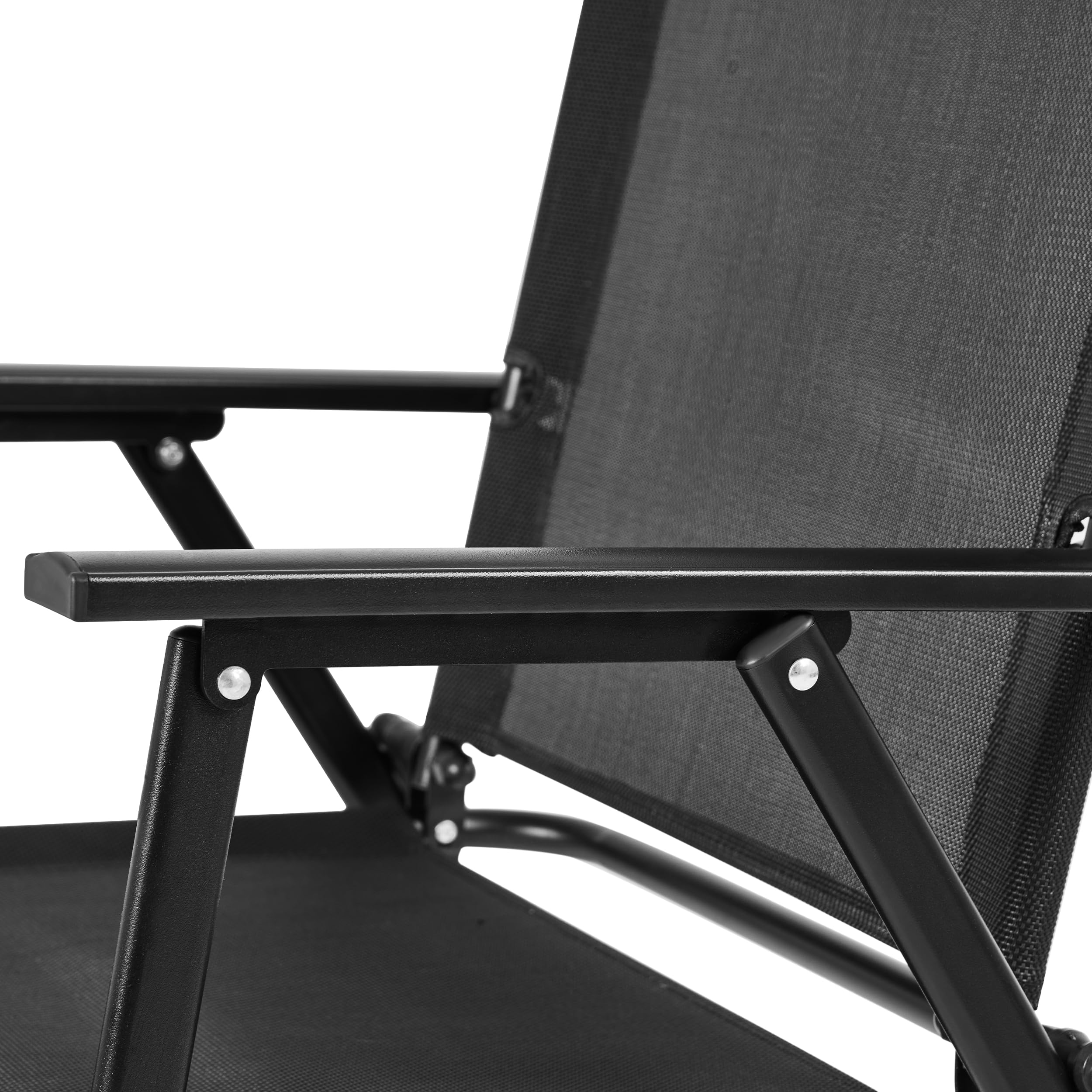 Yaheetech 2-Pack Outdoor Patio Chairs - Foldable Metal Frame Garden Chairs with Armrests, Portable Dining Chairs for Camping, Backyard, Lawn, Deck & Porch - Perfect for Outdoor Relaxation & Entertaining (Black)