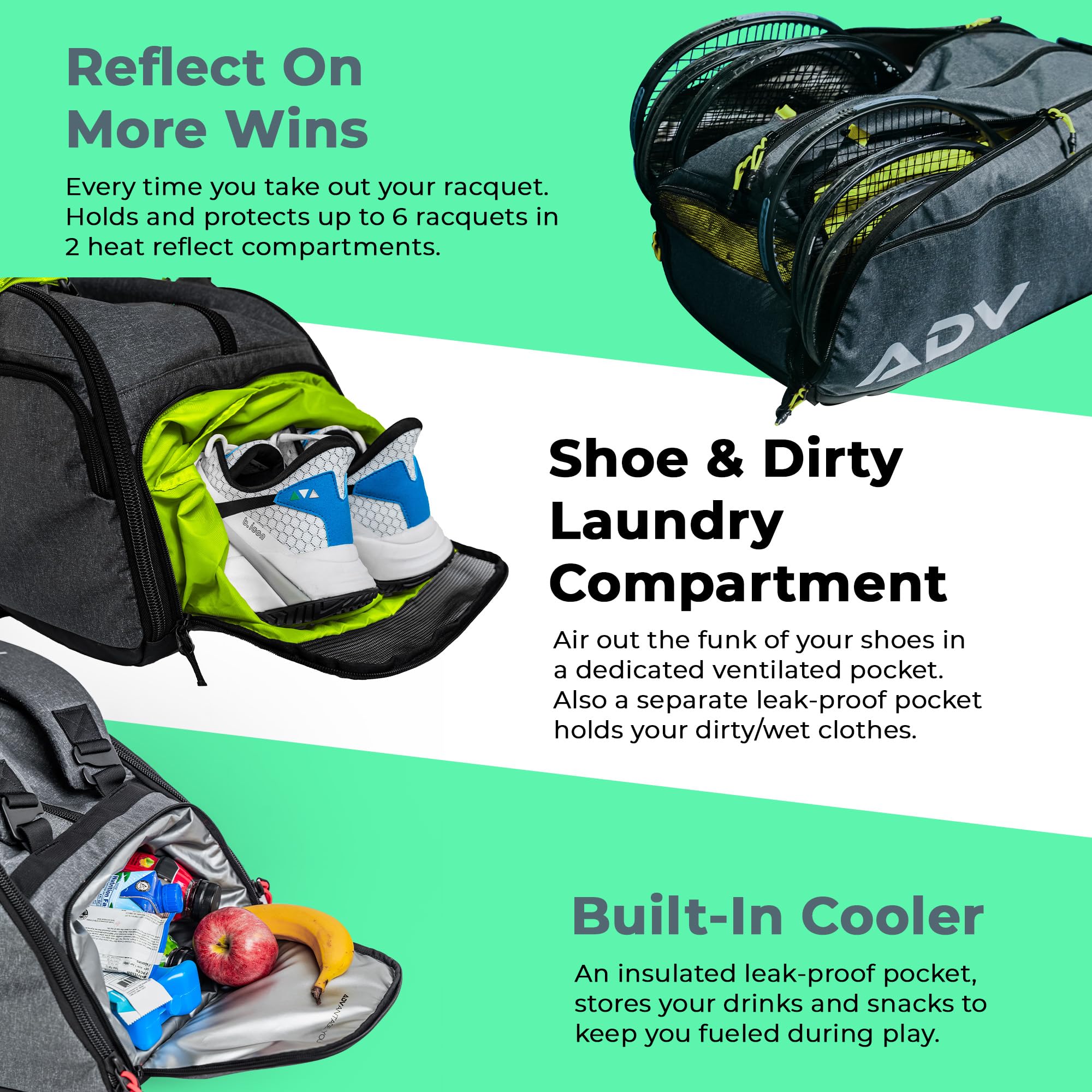 **ADV Pro Tennis Bag V3 - Premium Tennis Racquet Backpack with Cooler, Sweat & Shoe Compartment | Organized Storage for Tennis Gear | Perfect for Men & Women | Ideal for Tournaments, Practice & Travel**