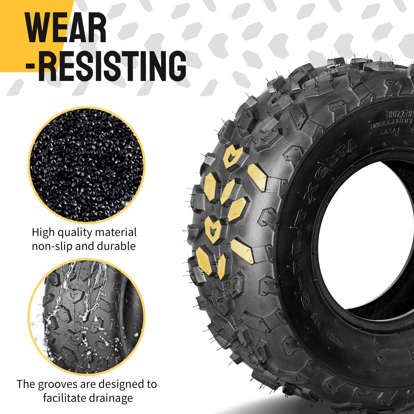 2 Pcs ATV/UTV Sport Tires 19x7.00-8 All Terrain Tubeless Tires 19x7x8 4PR - Heavy Duty Off-Road Tires for ATV, UTV, Golf Carts & Lawn Tractors - Perfect for Mud, Sand, Snow & Rocky Terrains
