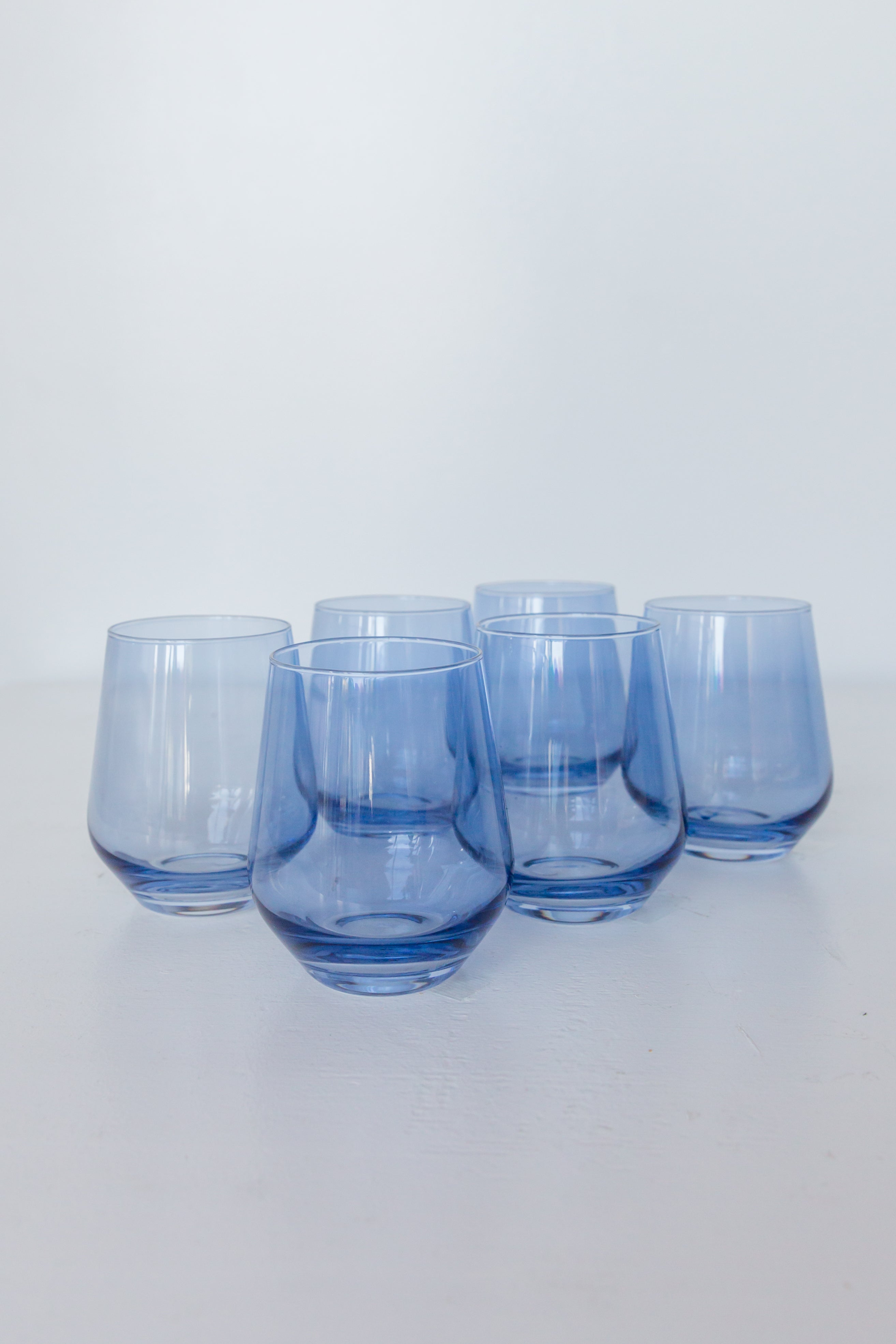 Premium Estelle Colored Stemless Wine Glasses Set of 6 - Cobalt Blue for Parties, Weddings & Home Entertaining