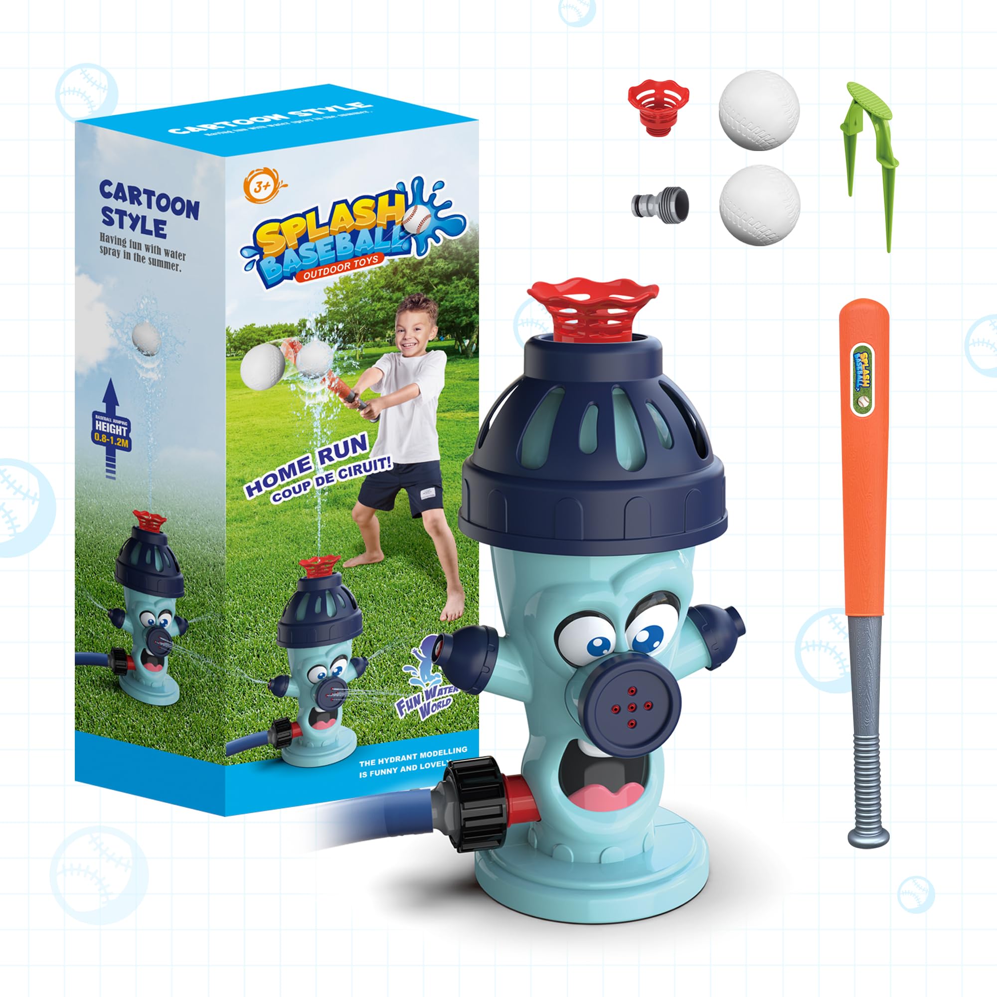 Fun Baseball Water Sprinkler Toy Set for Kids - Outdoor Summer Play Equipment with 2 Balls | Perfect for Backyard Games, Pool Parties & Birthday Celebrations | Safe for Boys & Girls Ages 3+ (A)