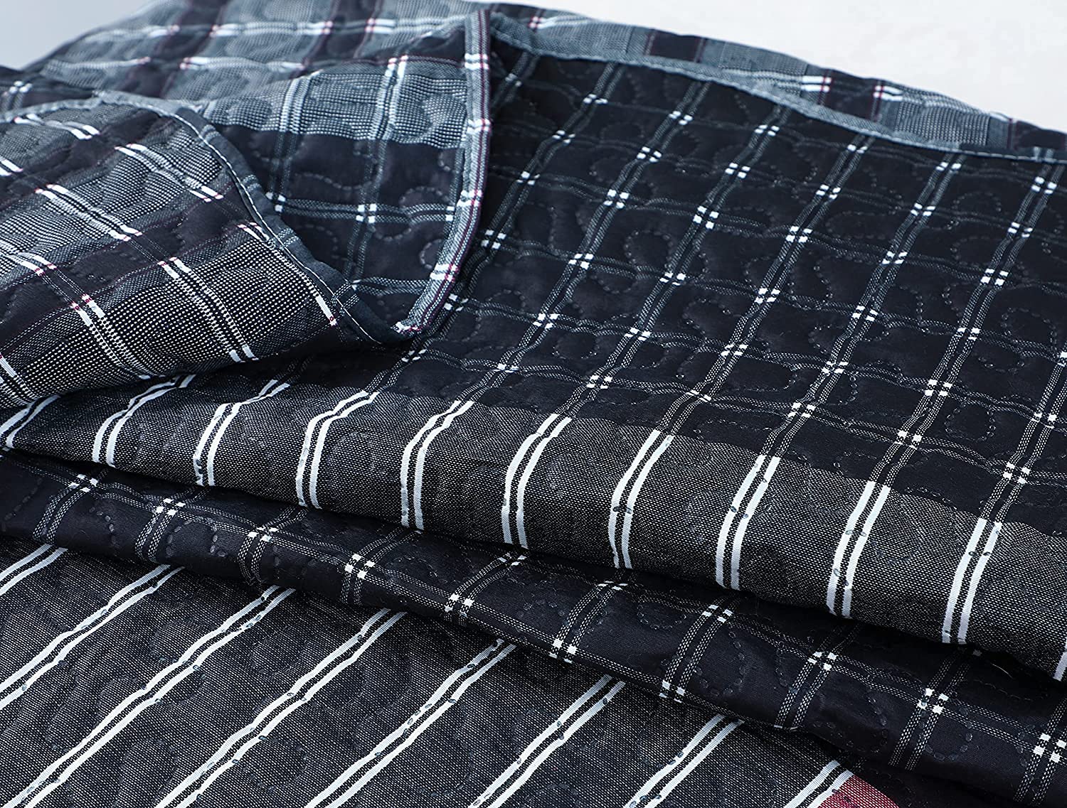 Plaid 3-Piece Bedspread Set King - Cozy Tartan Quilt for Bedroom Decor