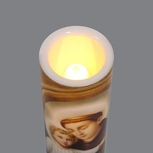 Saint Anthony LED Flameless Devotion Prayer Candle - Religious Gift with 6-Hour Timer for Safe Worship | Perfect for Home Altar, Church Decor & Spiritual Meditation