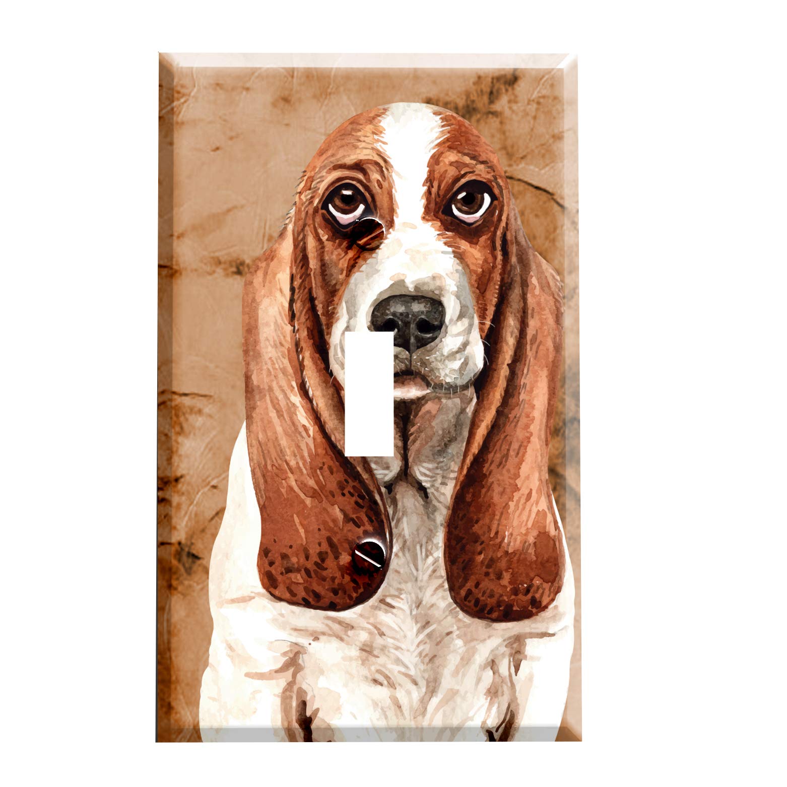 Basset Hound Dog Breed Portrait Light Switch Cover - Single Toggle Wall Plate for Home Decor - Perfect for Living Room, Bedroom, Kitchen & Office