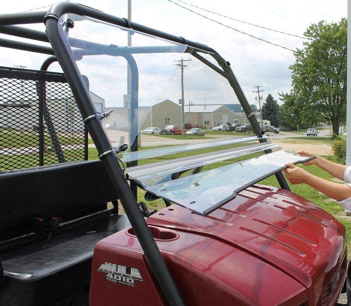 Kawasaki 4010/4000 (2009-2025) & 4010 Trans (2015-2025) Folding Windshield Replacement - Durable Polycarbonate Tractor Accessory for UV Protection & All-Weather Use