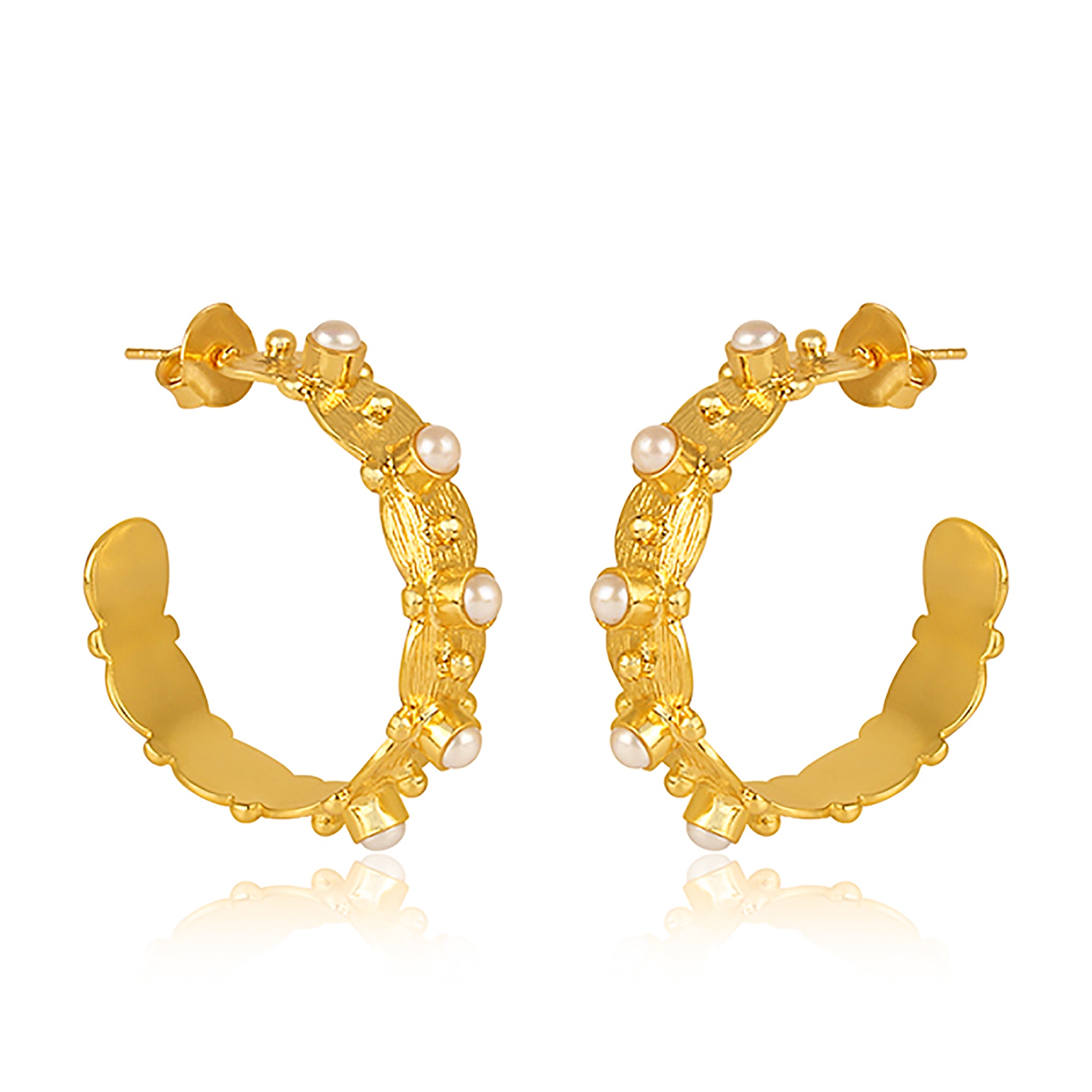 Honeysuckle Pearl Hoop Earrings for Women - Elegant Floral Dangle Earrings for Party, Wedding & Everyday Wear