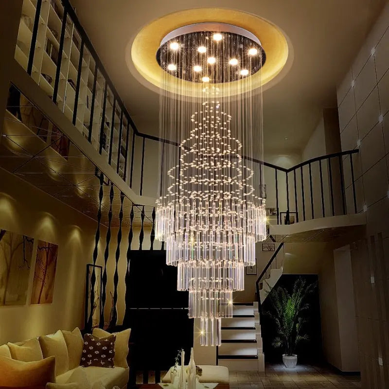 Delphine Modern Chandelier - High Ceiling Living Room Lighting Fixture for Dining Room, Bedroom & Entryway