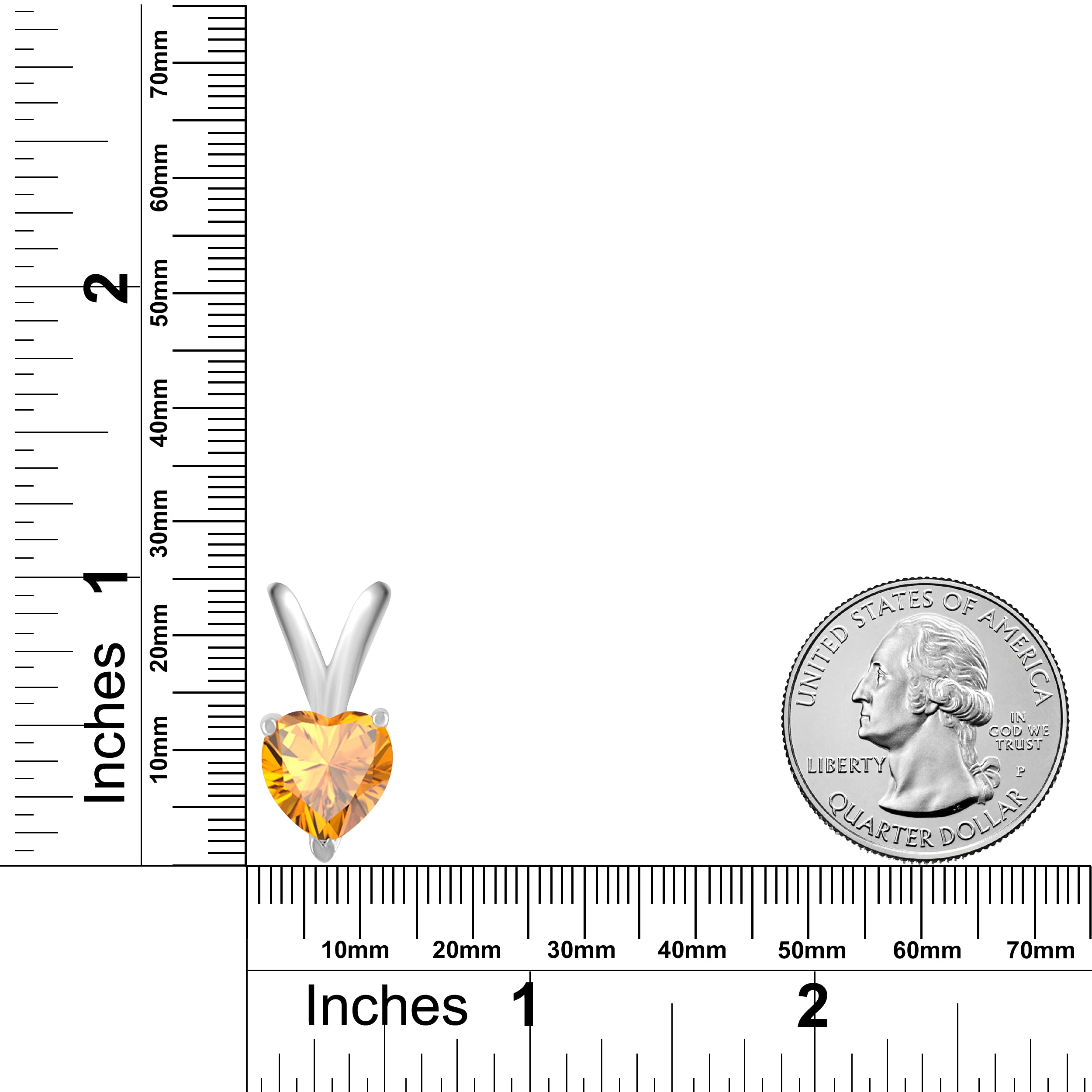 14K White Gold Citrine Heart Pendant Necklace for Women - 0.45 Carat Prong Set Gemstone Jewelry with 18