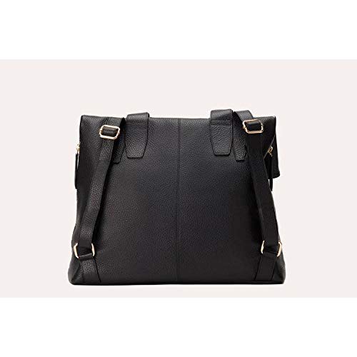Kiko Genuine Pebble Leather Women's Fold N Go Handbag - Black Crossbody Purse for Work, Travel & Everyday Use