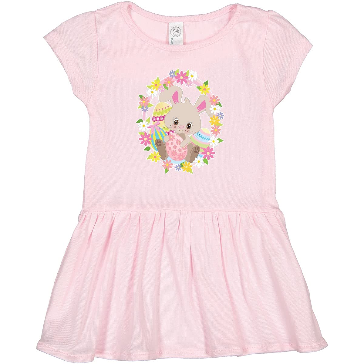 Inktastic Easter Bunny with Flowers and Easter Eggs Toddler Dress - Cute Spring Outfit for Girls, Baby Easter Party Dress - Perfect for Easter Celebrations, Family Photos & Spring Events