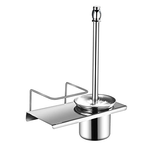 ZYSWP 304 Stainless Steel Toilet Brush Set with ABS Cleaning Head - Ventilated Wall-Mounted Bathroom Organizer for Toilet Cup & Brush Storage | Ideal for Home, Hotel & Office Restroom Cleaning