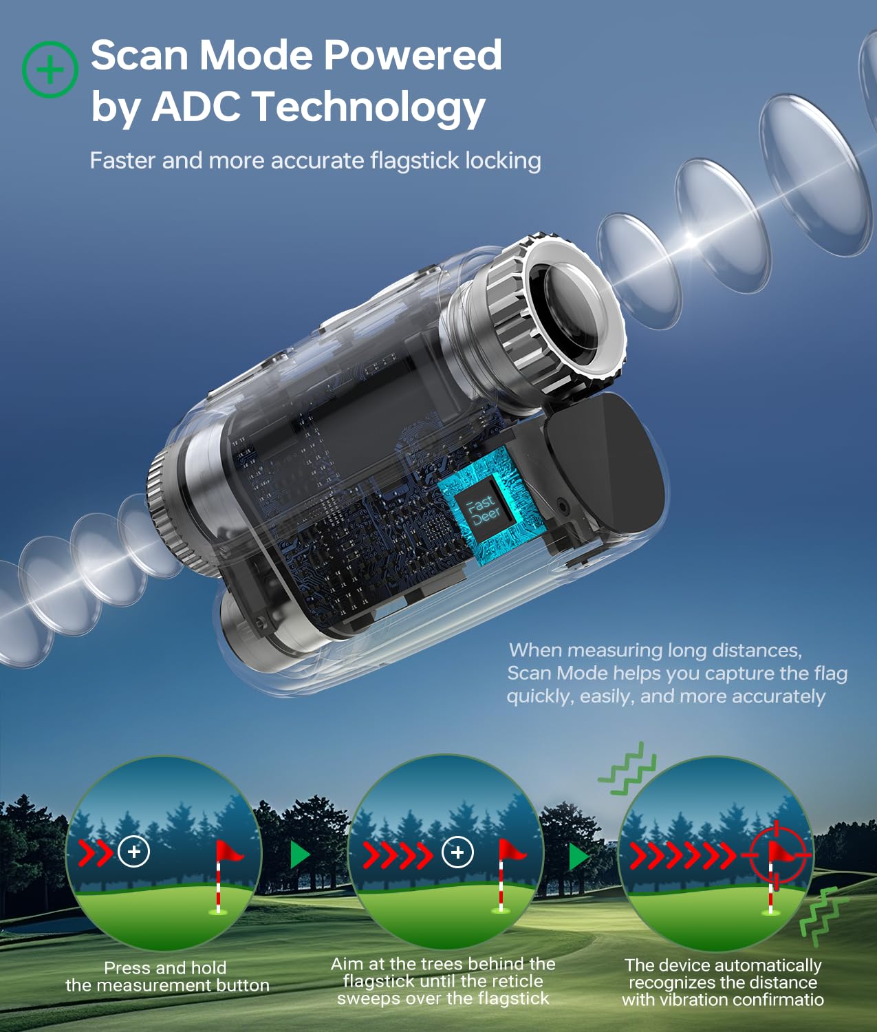 Premium Laser Golf Rangefinder with Slope - High Precision Flag Lock & Vibration - Full Color Touchscreen - Triangulation Mode - UV & Rain Resistant - Perfect Golf Gift for Men | Ideal for Tournament Play & Course Practice