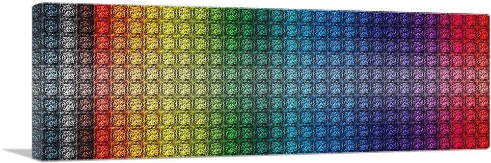 Rainbow Pride LGBTQ+ Pixel Art Canvas Print - Colorful Grid Jewel Wall Decor - Stretched Framed Painting for Living Room, Bedroom & Office - 48x16 Inches (1.5