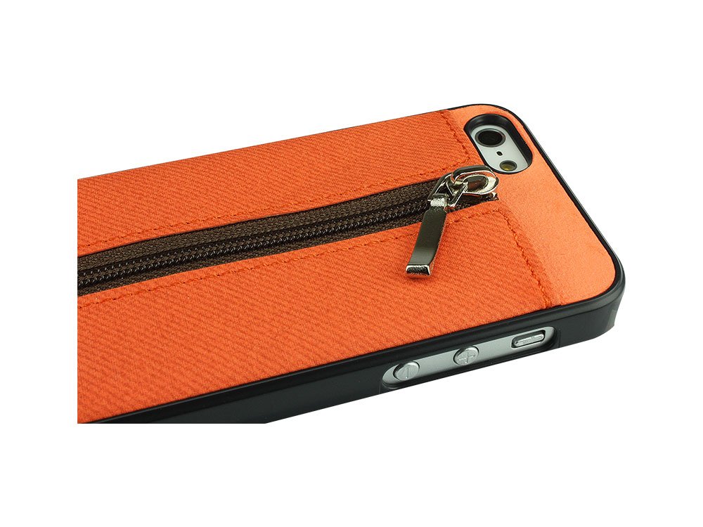 Cellet iPhone 5 Zipper Wallet Case - Carrot Orange | Slim Protective Cover with Card Slots | Perfect for Travel, Work & Everyday Use