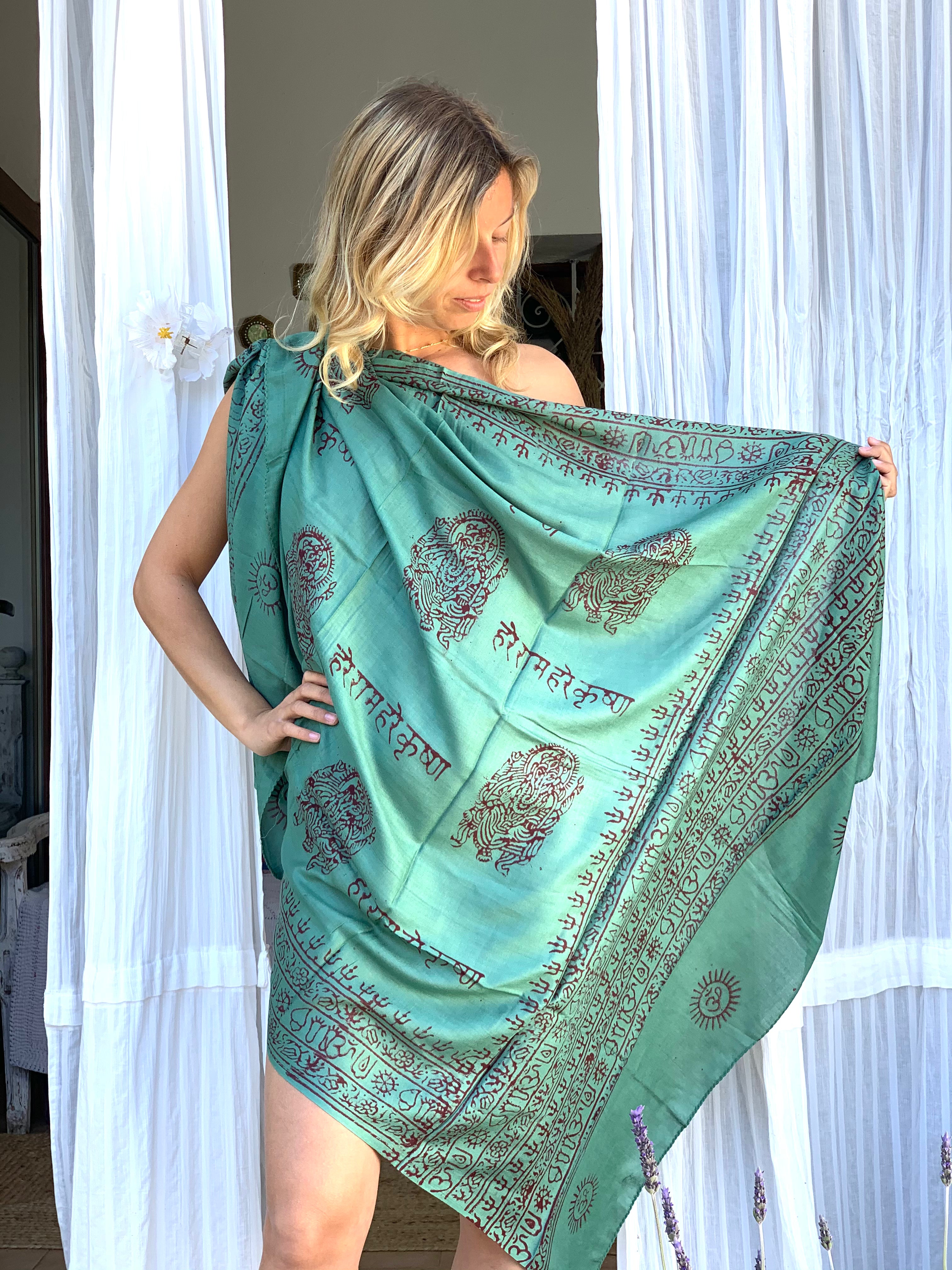 Large Size Om Print Sarong Pareo Shawl - Perfect for Beach, Pool, and Summer Fashion