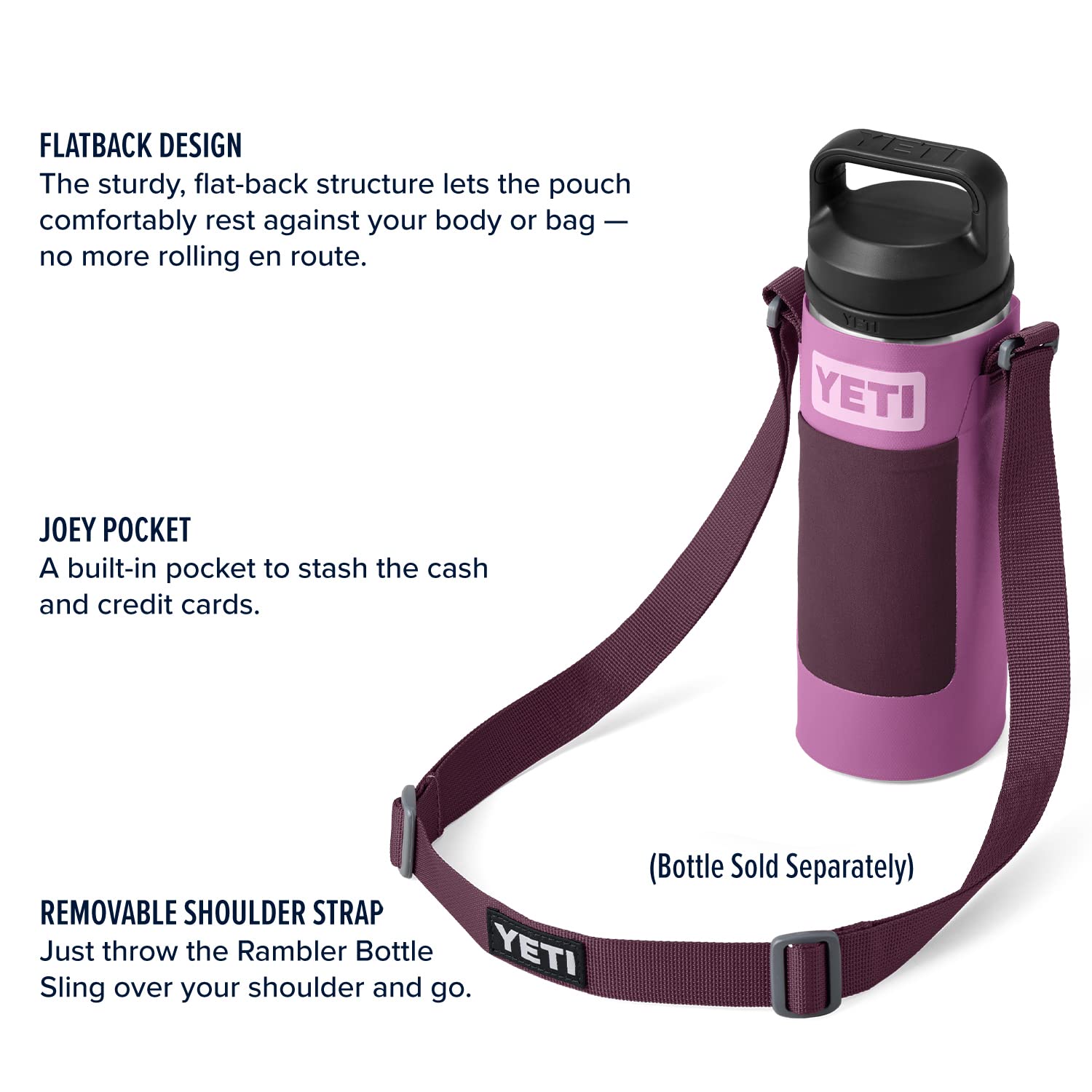 YETI Rambler Bottle Sling - Insulated Water Bottle Holder for 20oz, 30oz, 46oz Tumblers - Adjustable Shoulder Strap for Hiking, Camping, Gym & Outdoor Activities