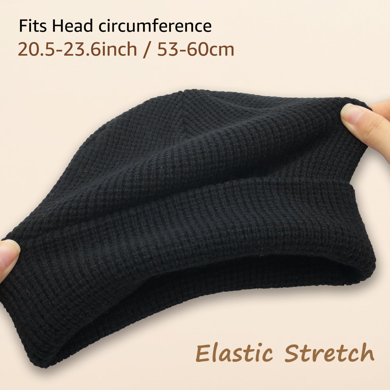 2PCS Warm Wool Knit Beanie Hats for Women & Men - Unisex Winter Skull Cap with Slouchy Fit - Perfect for Skiing, Snowboarding & Cold Weather Activities