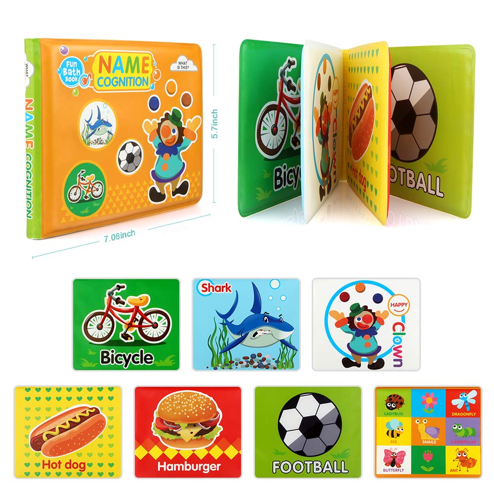 Non-Toxic Baby Bath Toys Set of 3 - Soft Educational Bathtub Toys for Toddlers 6-18 Months | Floating Bath Books & Fun Learning Toys for 1-3 Year Old Boys & Girls | Perfect for Bath Time Play & Early Childhood Development