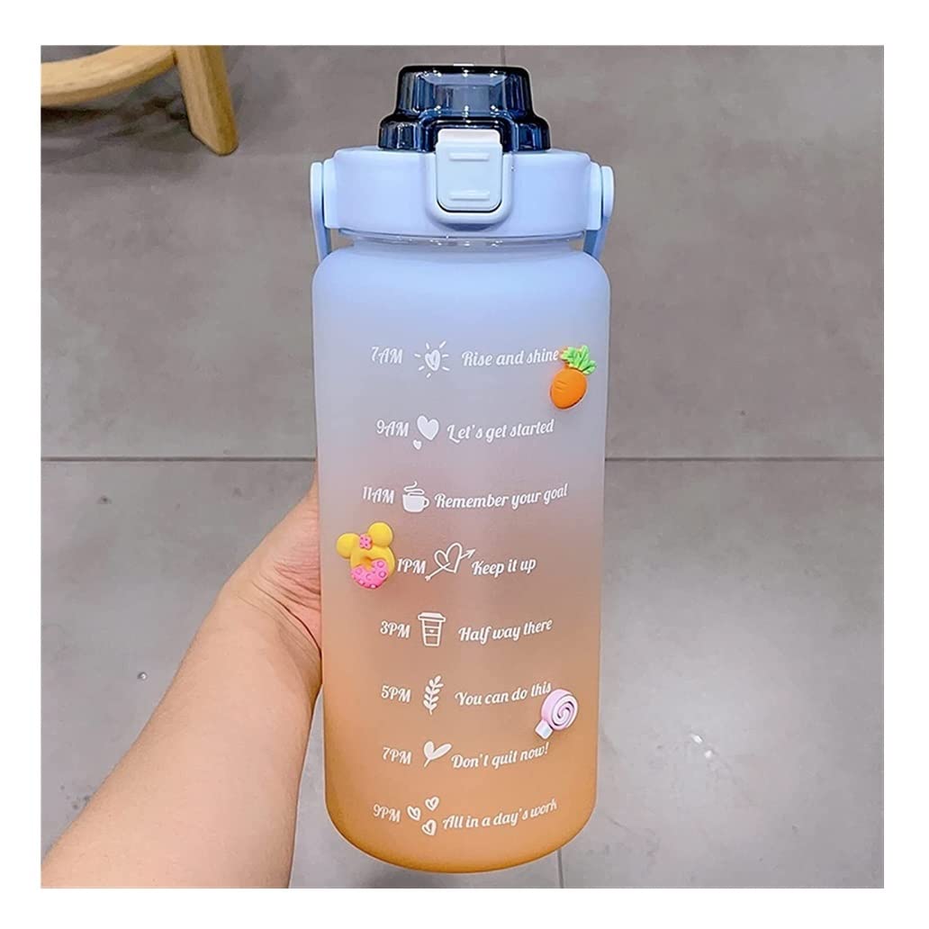 2000ml Insulated Water Bottle with Straw - BPA-Free Plastic Sports Drink Bottle for Travel, Cycling, Hiking & Outdoor Activities | Leak-Proof, Portable & Durable | Gradient Color Design