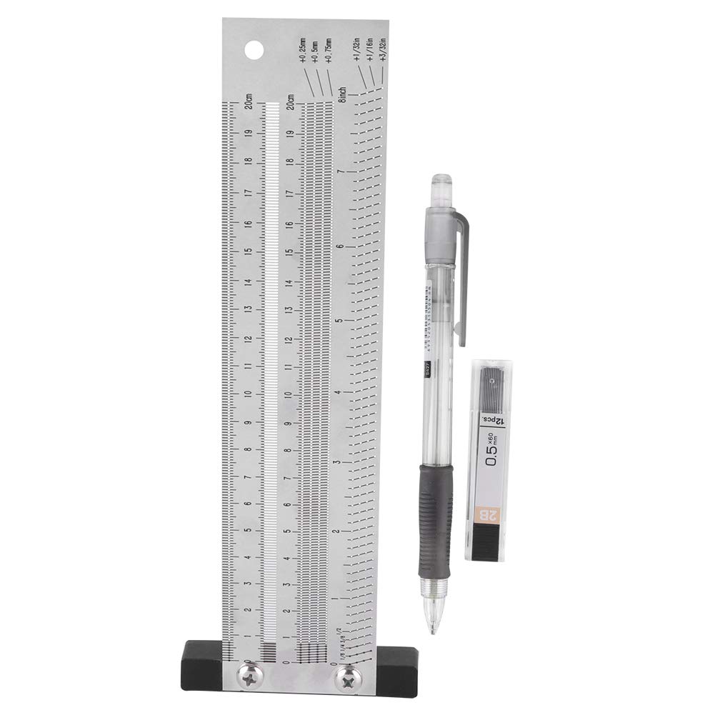 Precision Stainless Steel Carpenter Gauging Tool - 8 Inch Anti-Rust T-Rule Marking Ruler for Measuring Winding Pipes & Metal Sheets | Perfect for Woodworking, Plumbing, and HVAC Installation Projects