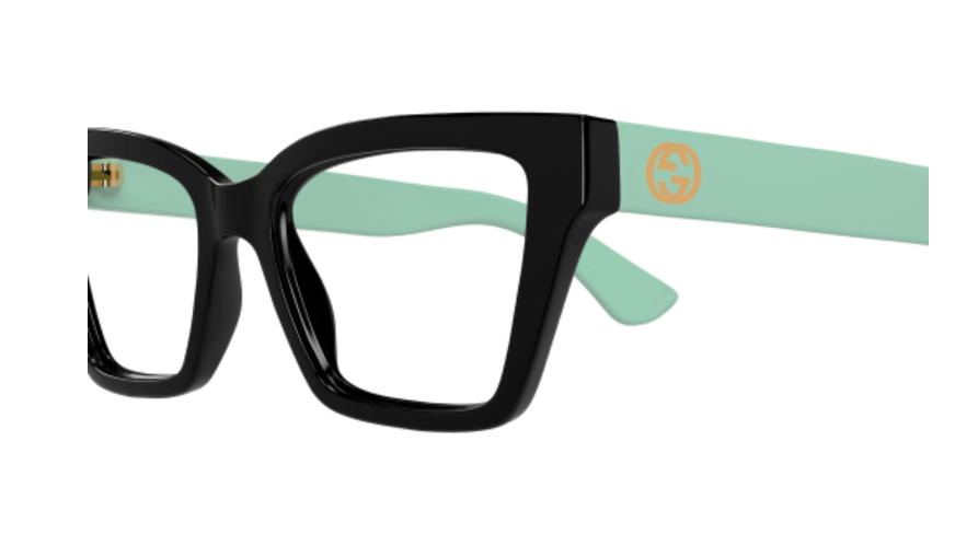 Gucci GG1715O 004 Black/Green Rectangle Women's Eyeglasses - Stylish Designer Glasses for Women, Perfect for Work, Reading & Fashion Accessories