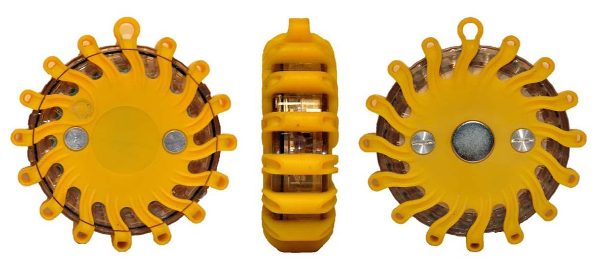 RPF16LLM6 6-Pack Rechargeable 16 LED Magnetic Emergency Flares - 9 Functions Portable Roadside Safety Lights for Cars, Trucks & Camping | Yellow Hazard Warning Beacons