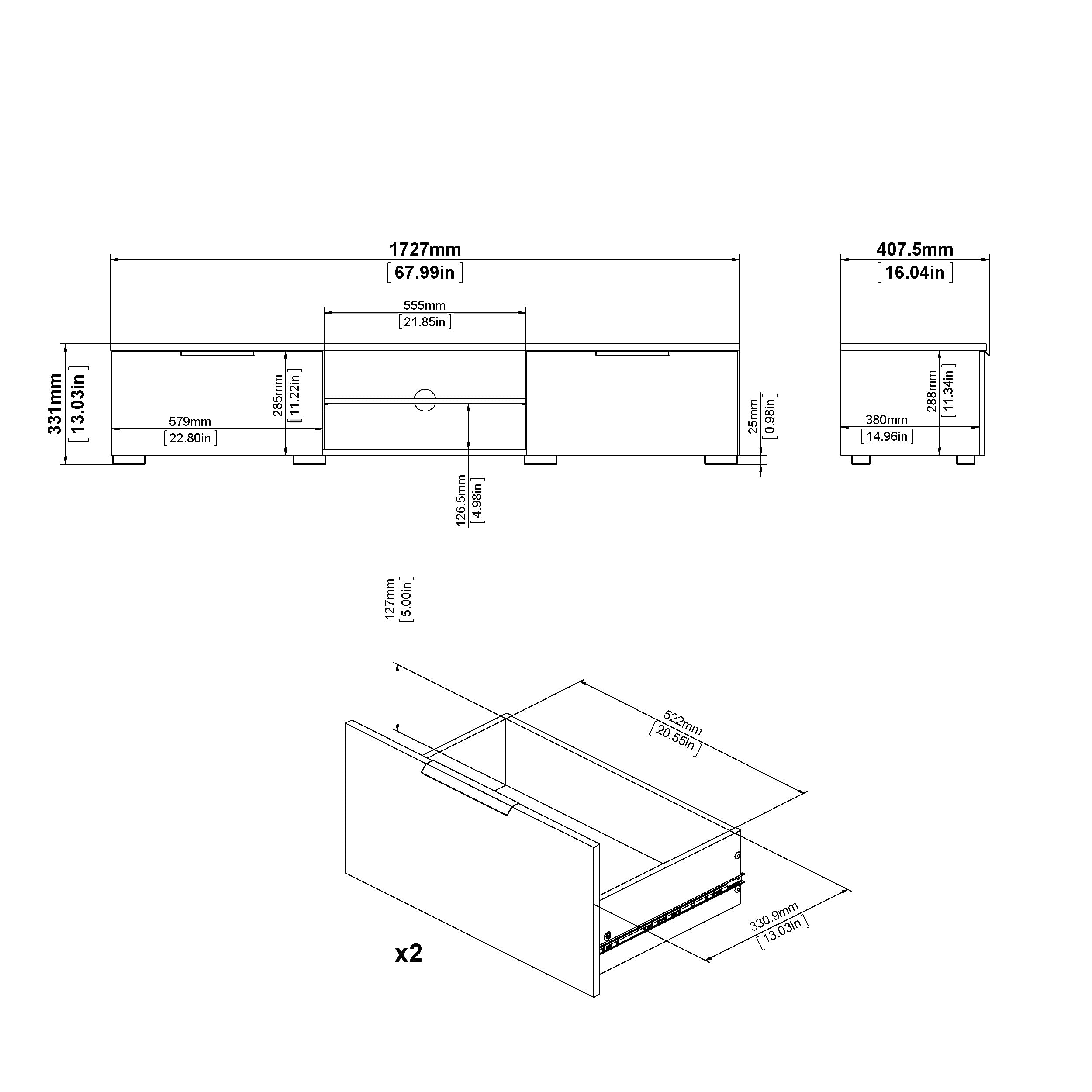 Tvilum Jackson Hickory TV Stand - Modern Entertainment Center with Storage for Living Room, Bedroom & Home Theater