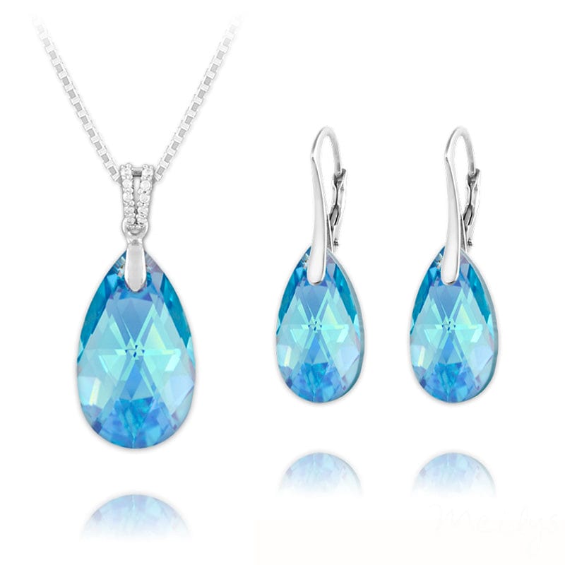 Exquisite Aquamarine Sterling Silver Jewelry Set for Women - Elegant Necklace, Earrings & Bracelet Gift Set - Perfect for Weddings, Parties & Special Occasions