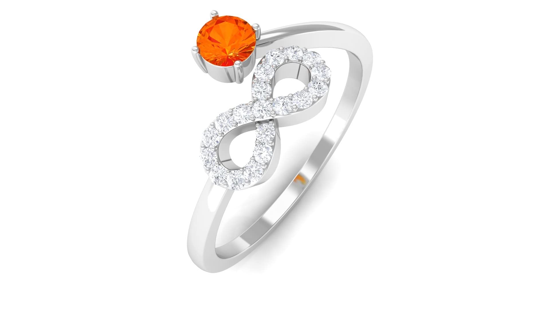 0.50 CT Natural Orange Sapphire & Diamond Ring for Women - 14K Solid Gold Promise Ring, Infinity Band - Perfect for Anniversaries, Engagements & Special Occasions