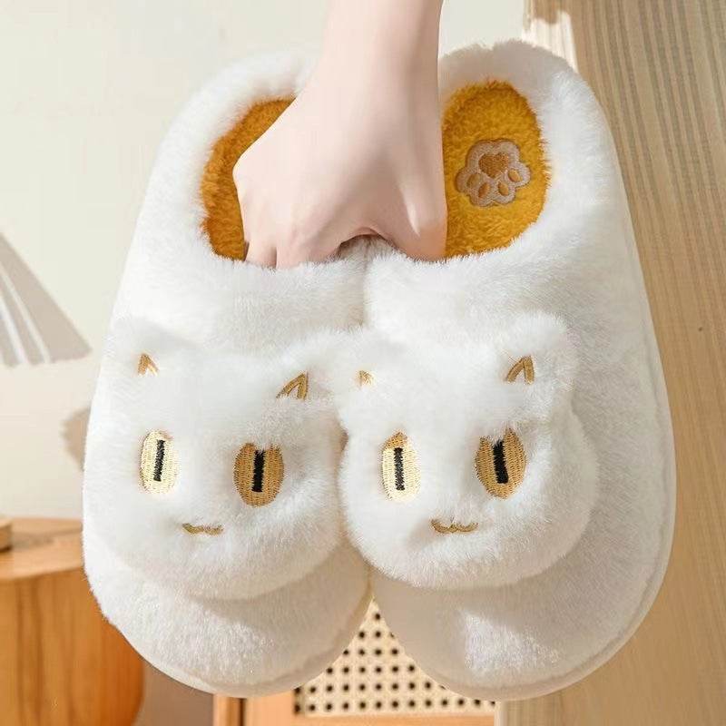 Cute Fluffy Cat Plush Slippers for Women - Soft Indoor House Shoes with Non-Slip Soles - Perfect for Home, Lounge, and Gift Giving